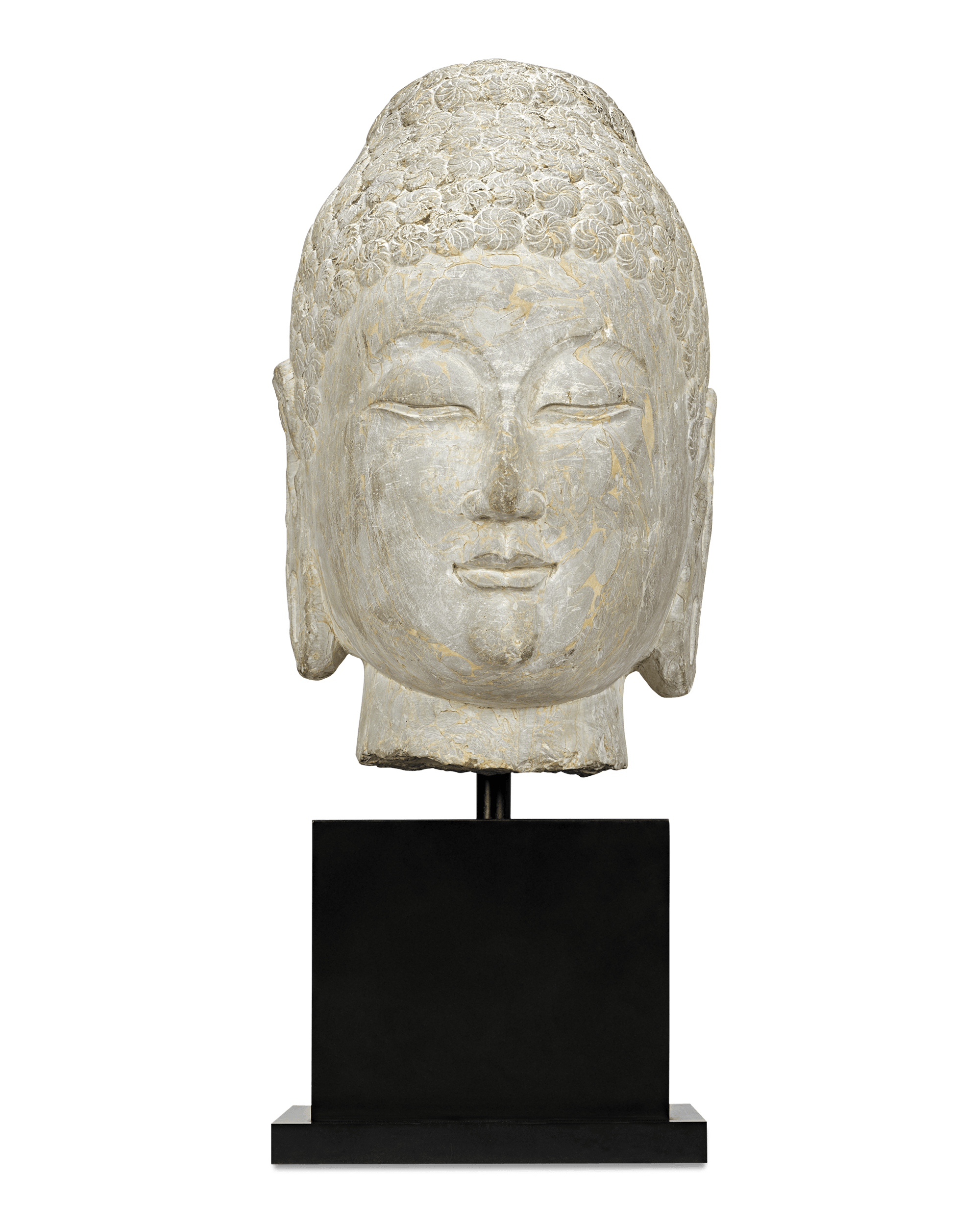 Limestone Buddha Head, 6th-Century Qi Dynasty