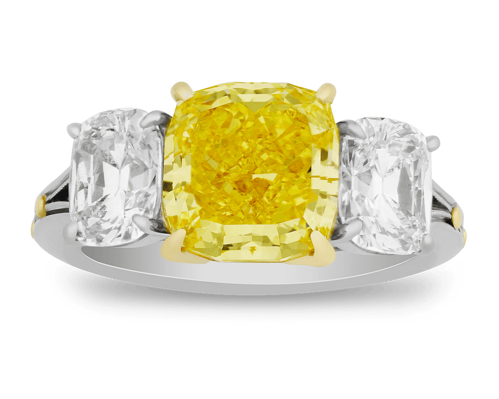 Fancy Vivid Yellow Diamond Ring, 3.70 Carats