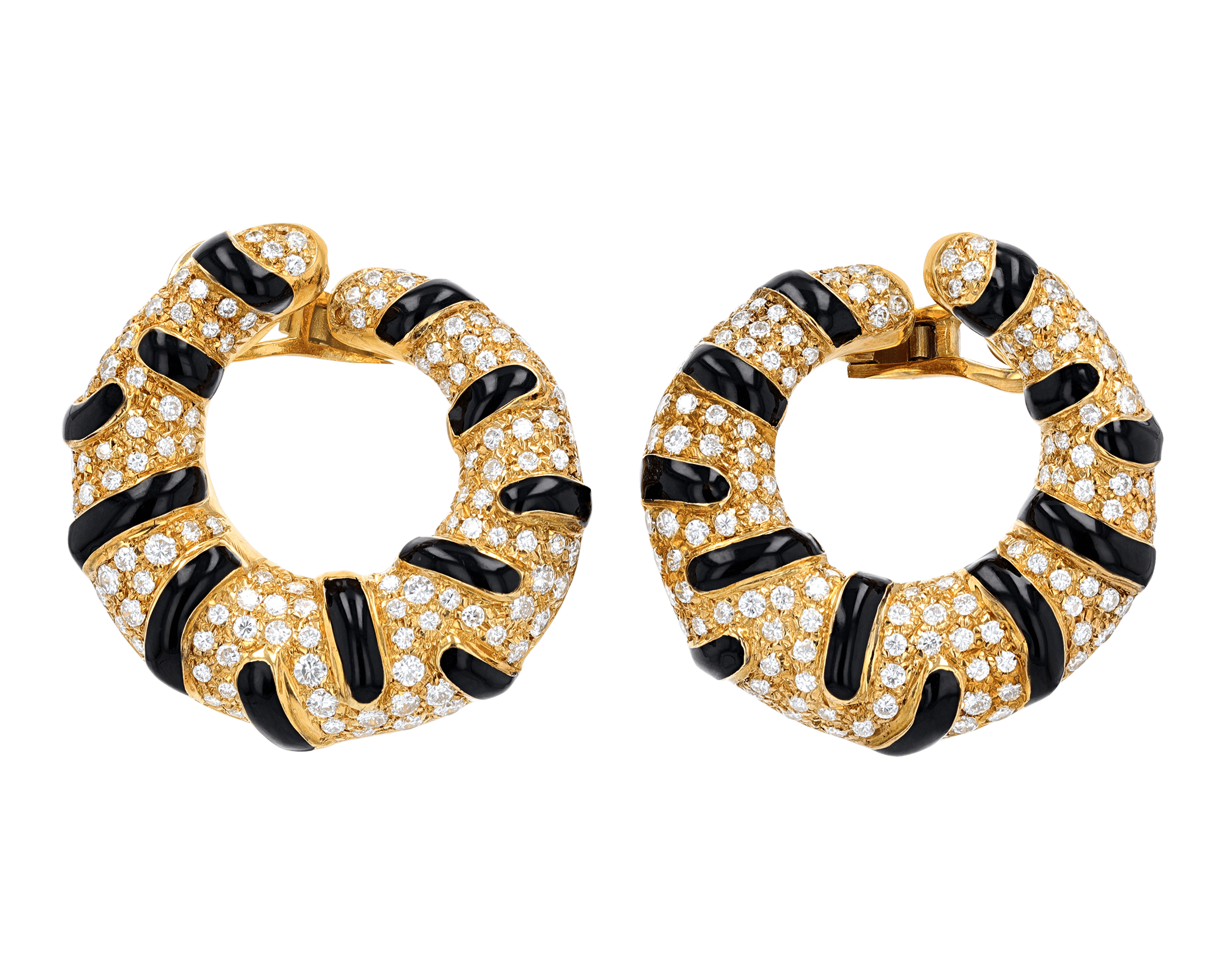 Gold and Enamel Earrings