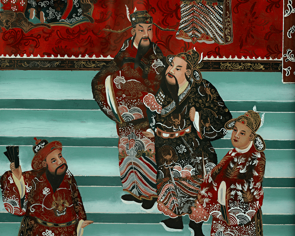 Qing Dynasty Reverse Glass Work - Large Party at Throne