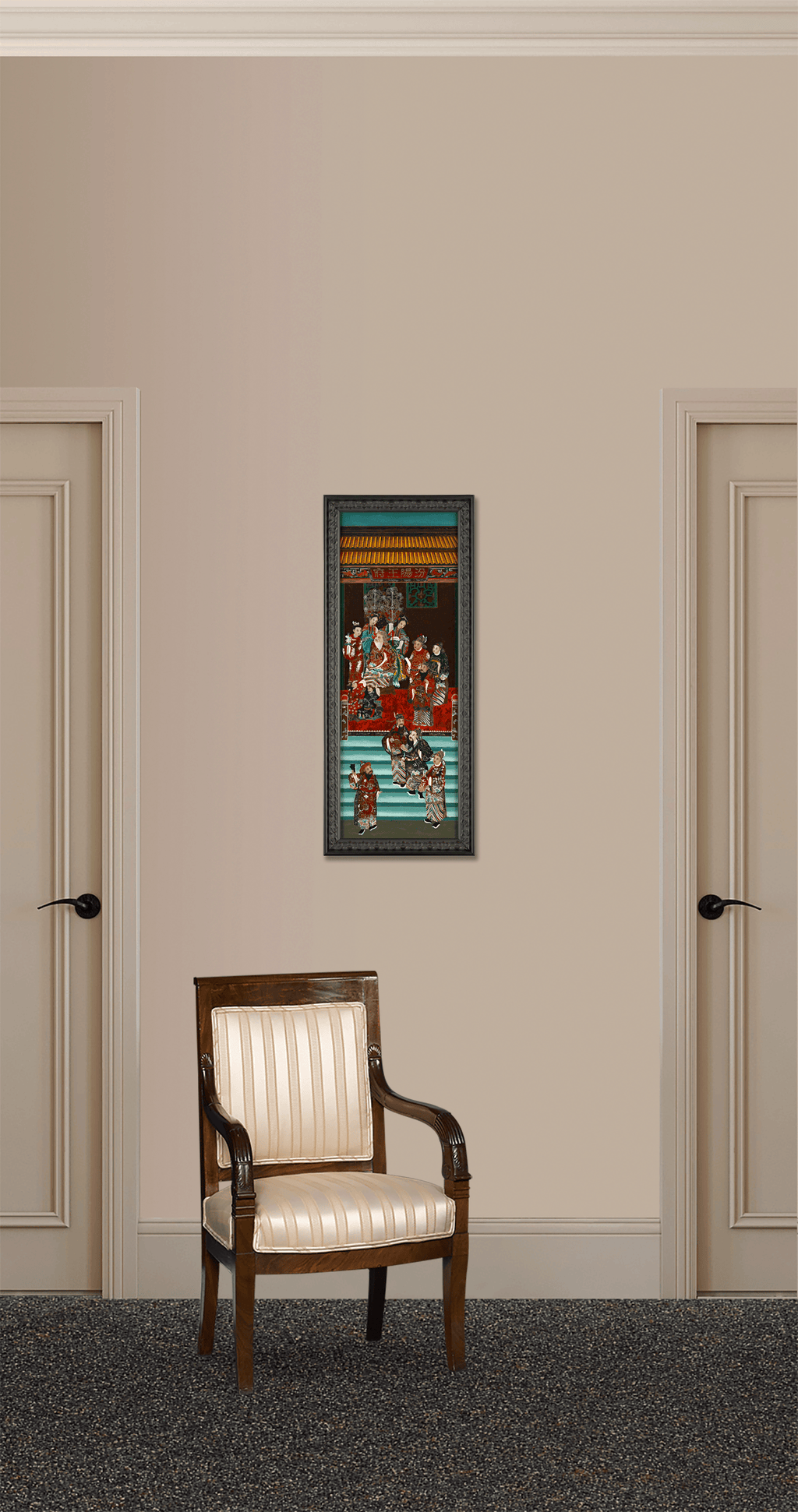 Qing Dynasty Reverse Glass Work - Large Party at Throne