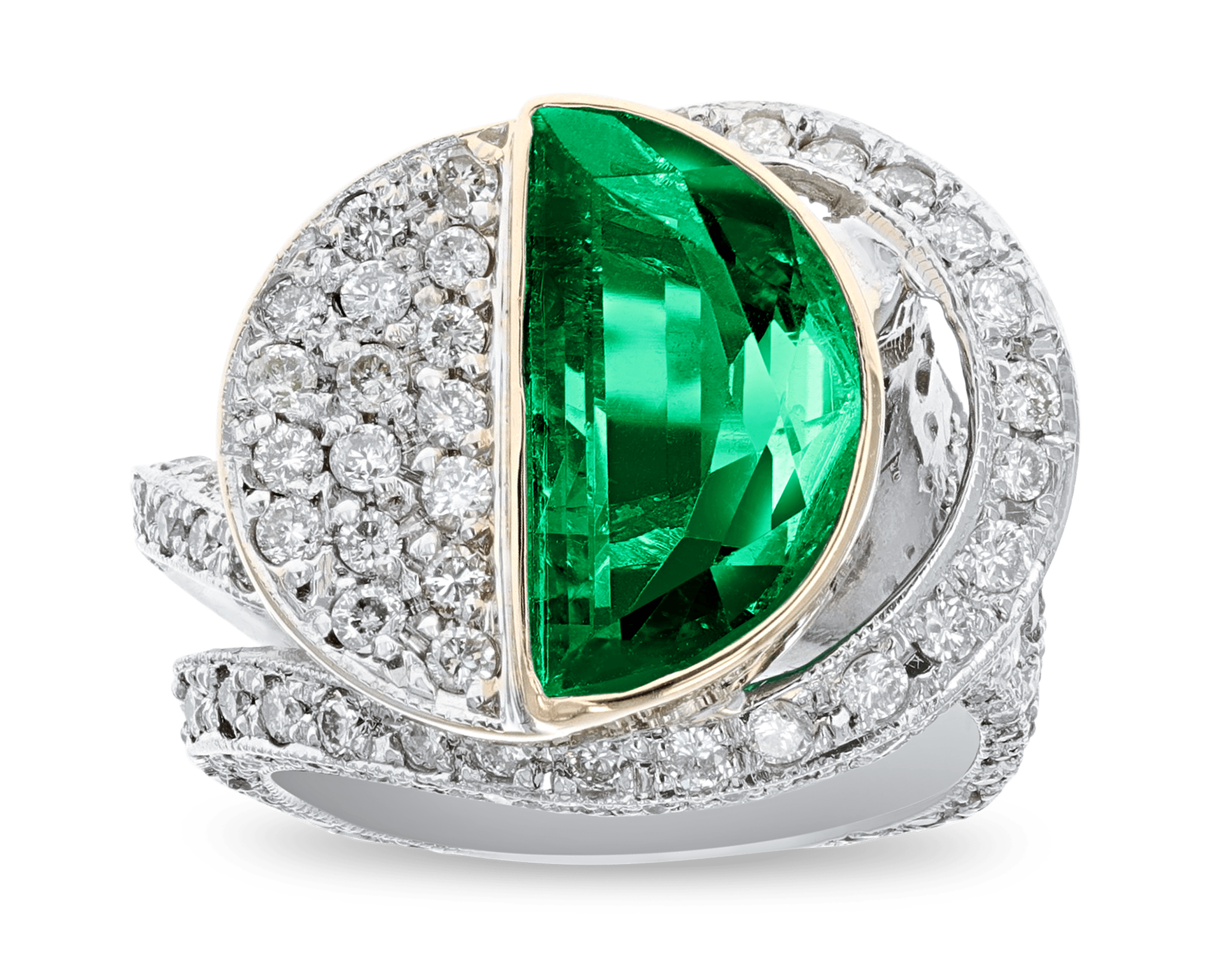 Colombian Emerald and Pavé Diamond Ring