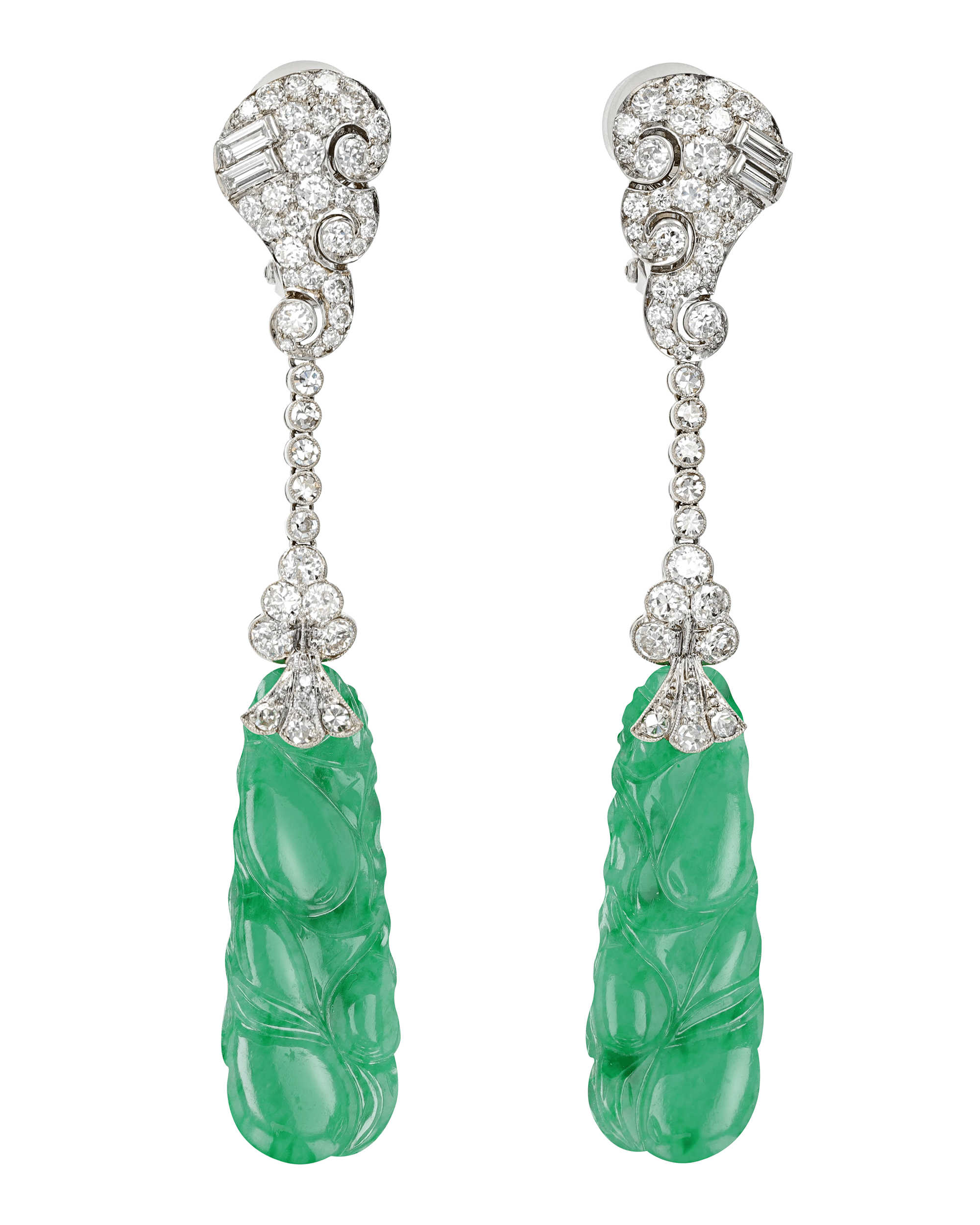 Art Deco Jade and Diamond Earrings