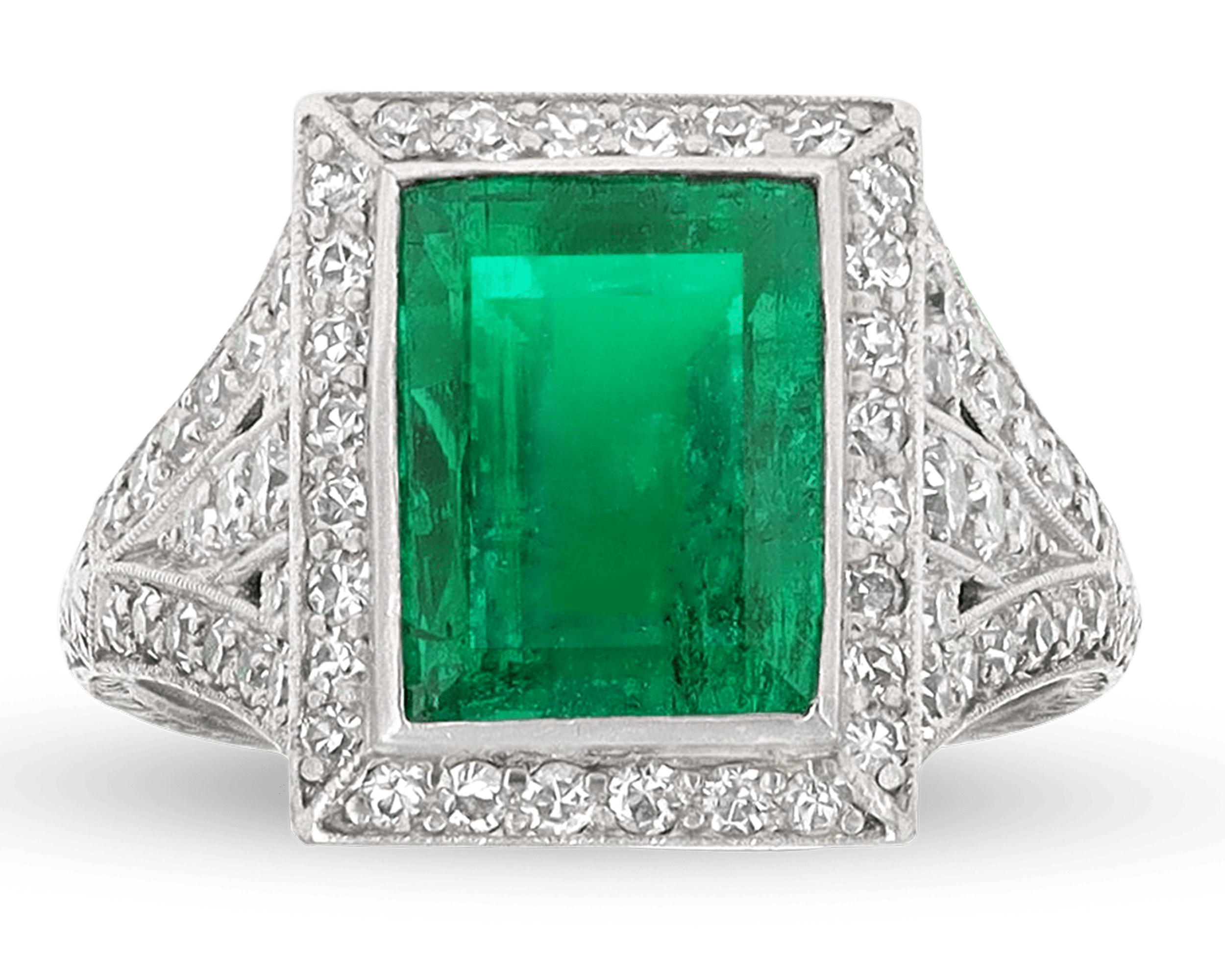 Colombian Emerald Art Deco Ring, 4.00 Carats