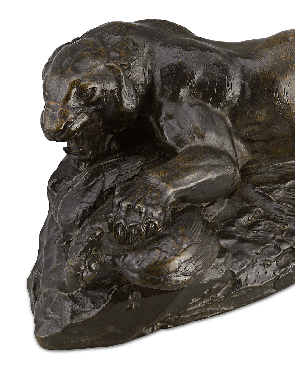 Tigre saissant un paon by Antoine-Louis Barye