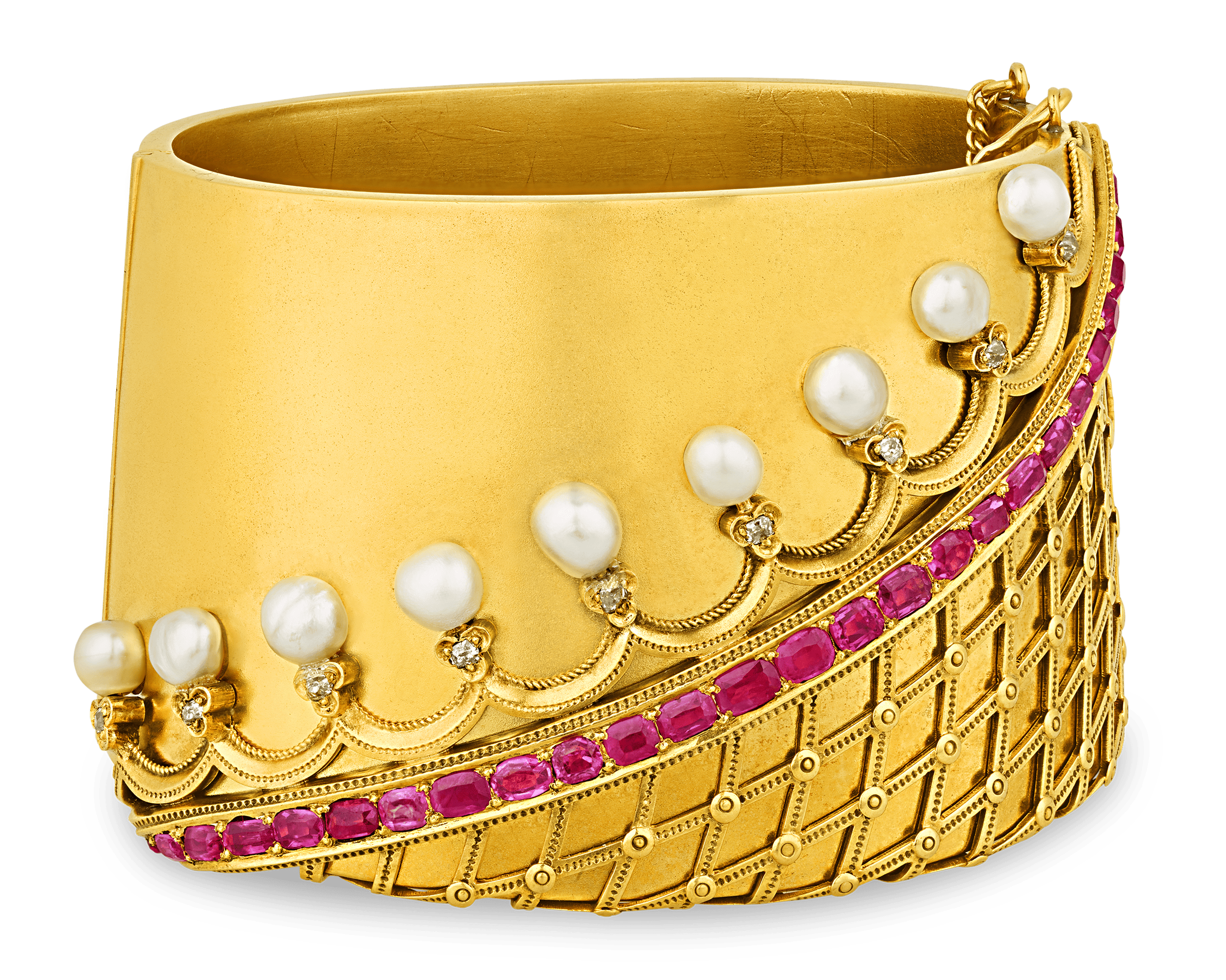 Victorian Pearl and Ruby Cuff