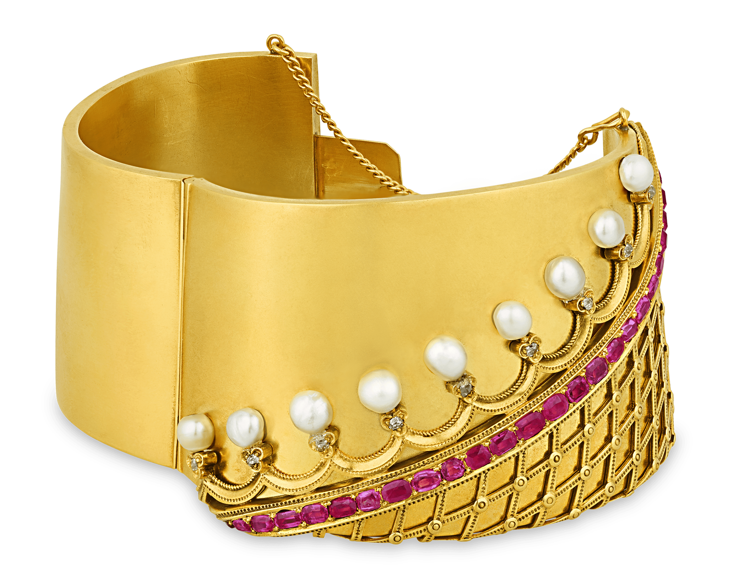 Victorian Pearl and Ruby Cuff