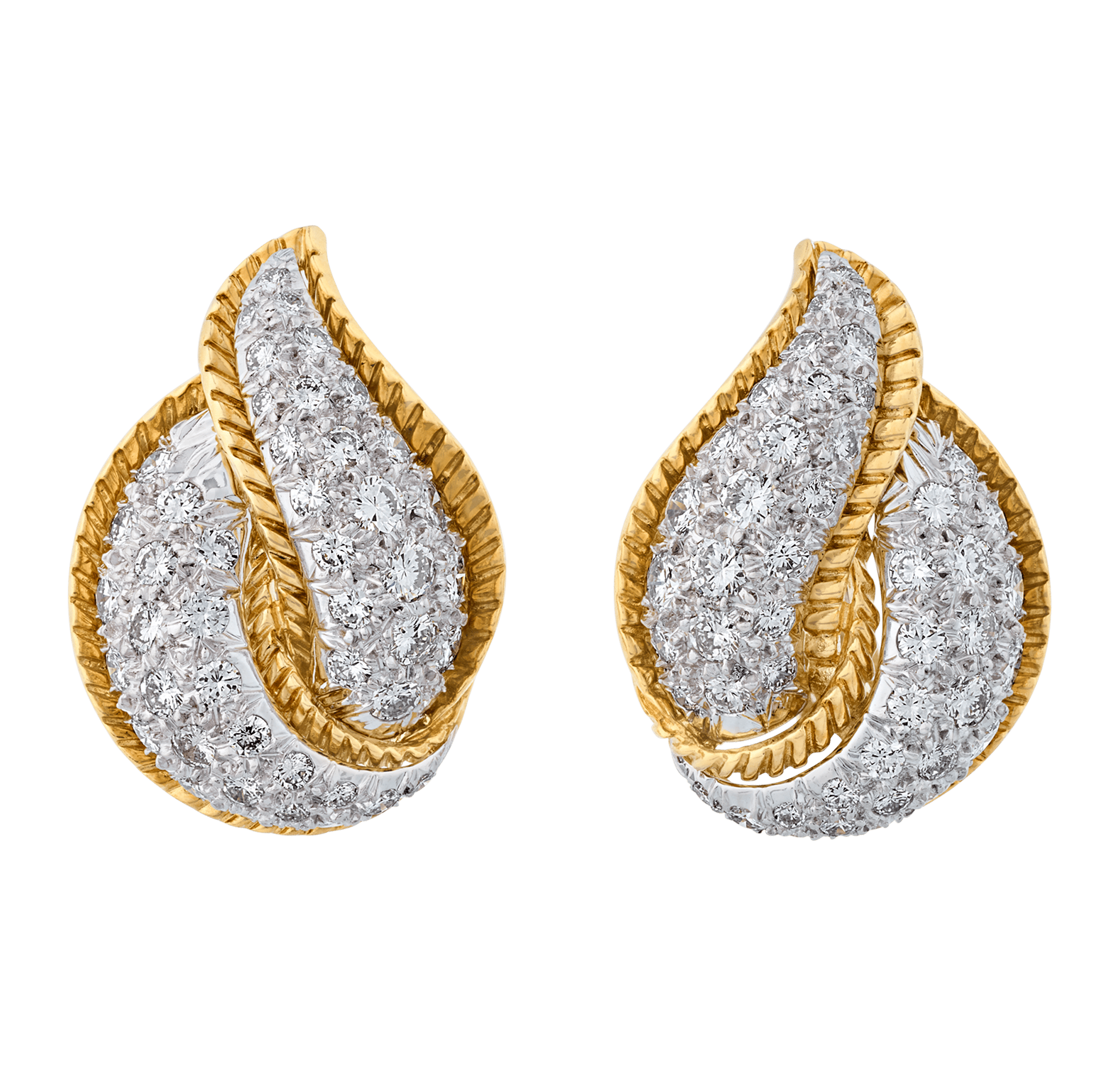 Retro Diamond Flame Earrings, 4.50 carats