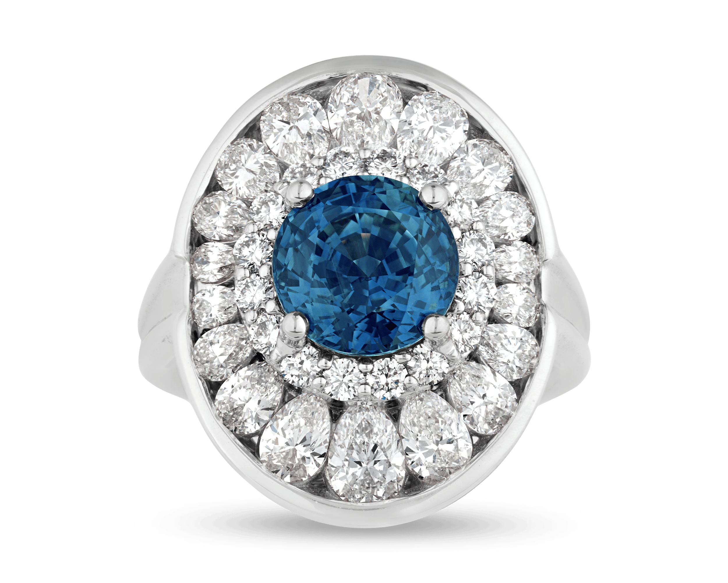 Untreated Teal Sapphire Ring, 4.03 Carats