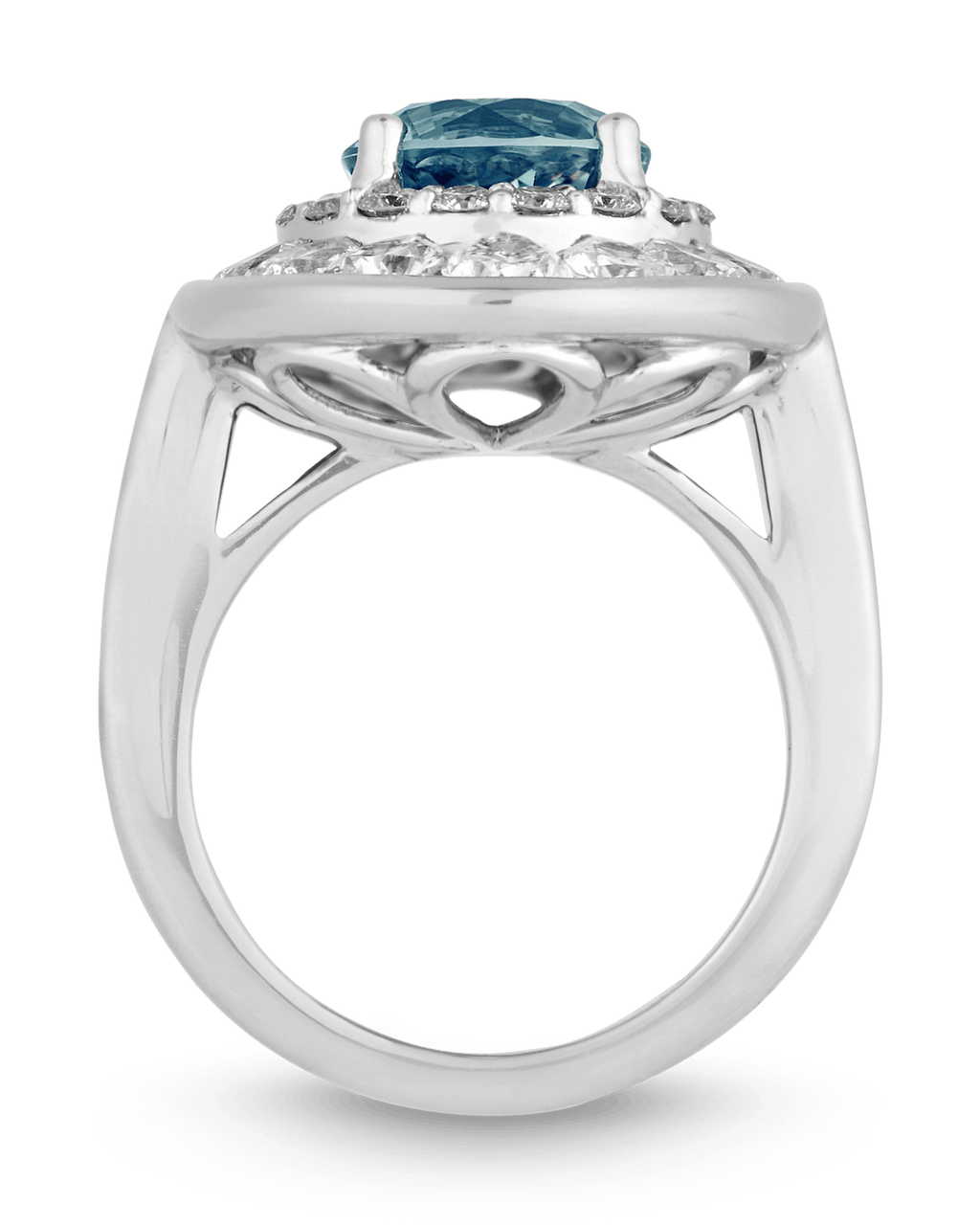 Untreated Teal Sapphire Ring, 4.03 Carats