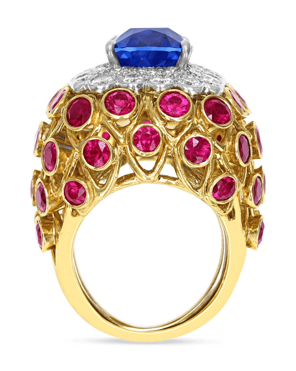 David Webb Sapphire, Ruby and Diamond Ring