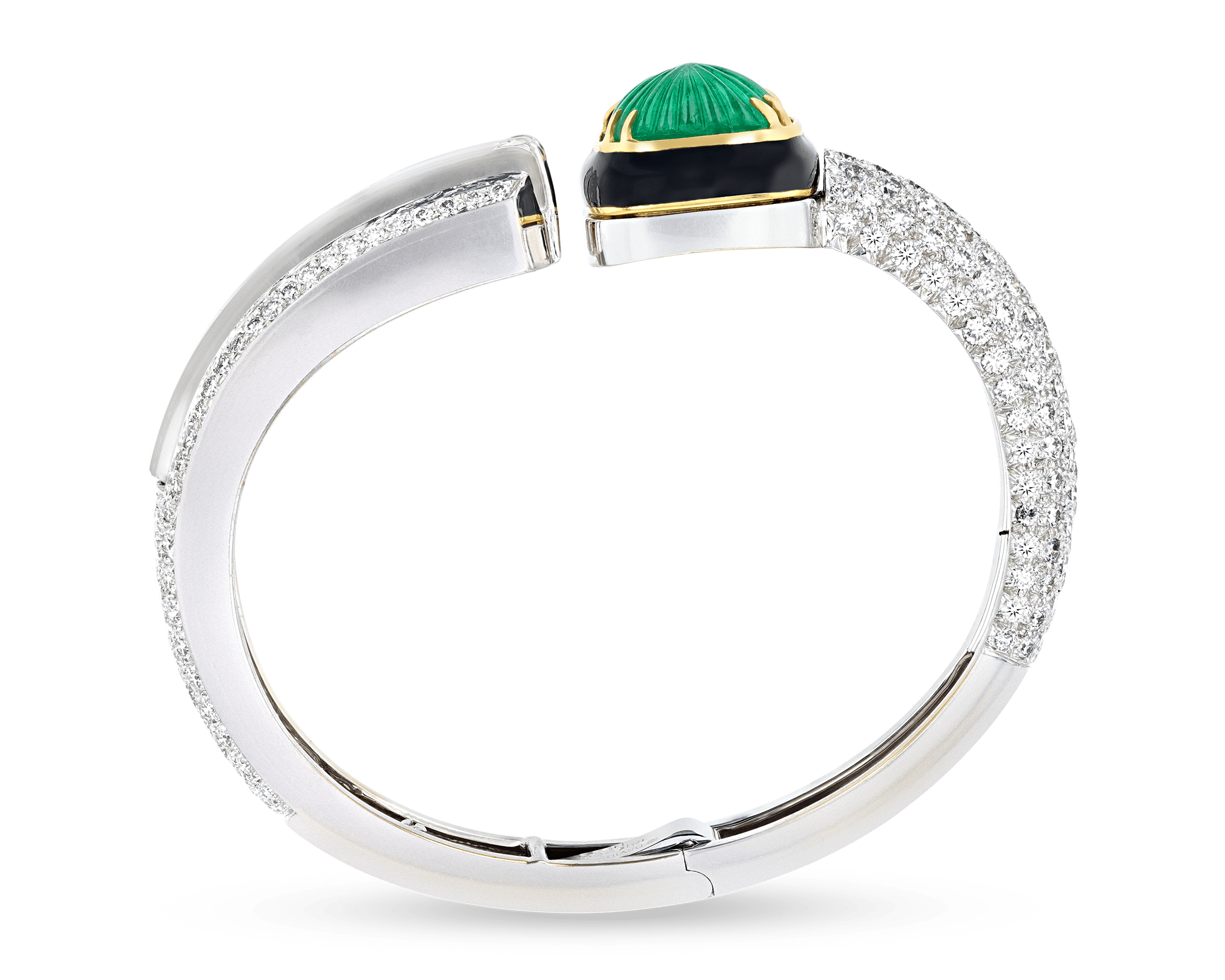 David Webb Emerald, Diamond & Rock Crystal Bracelet