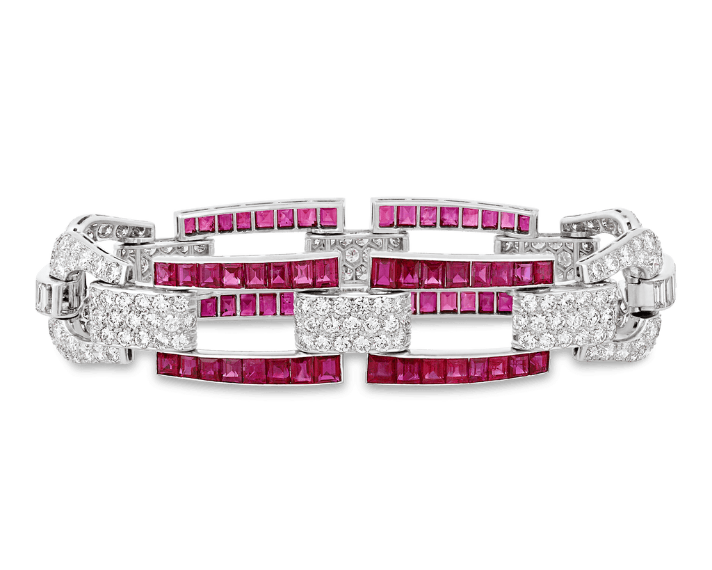 Art Deco Burma Ruby Bracelet, 18.00 Carats