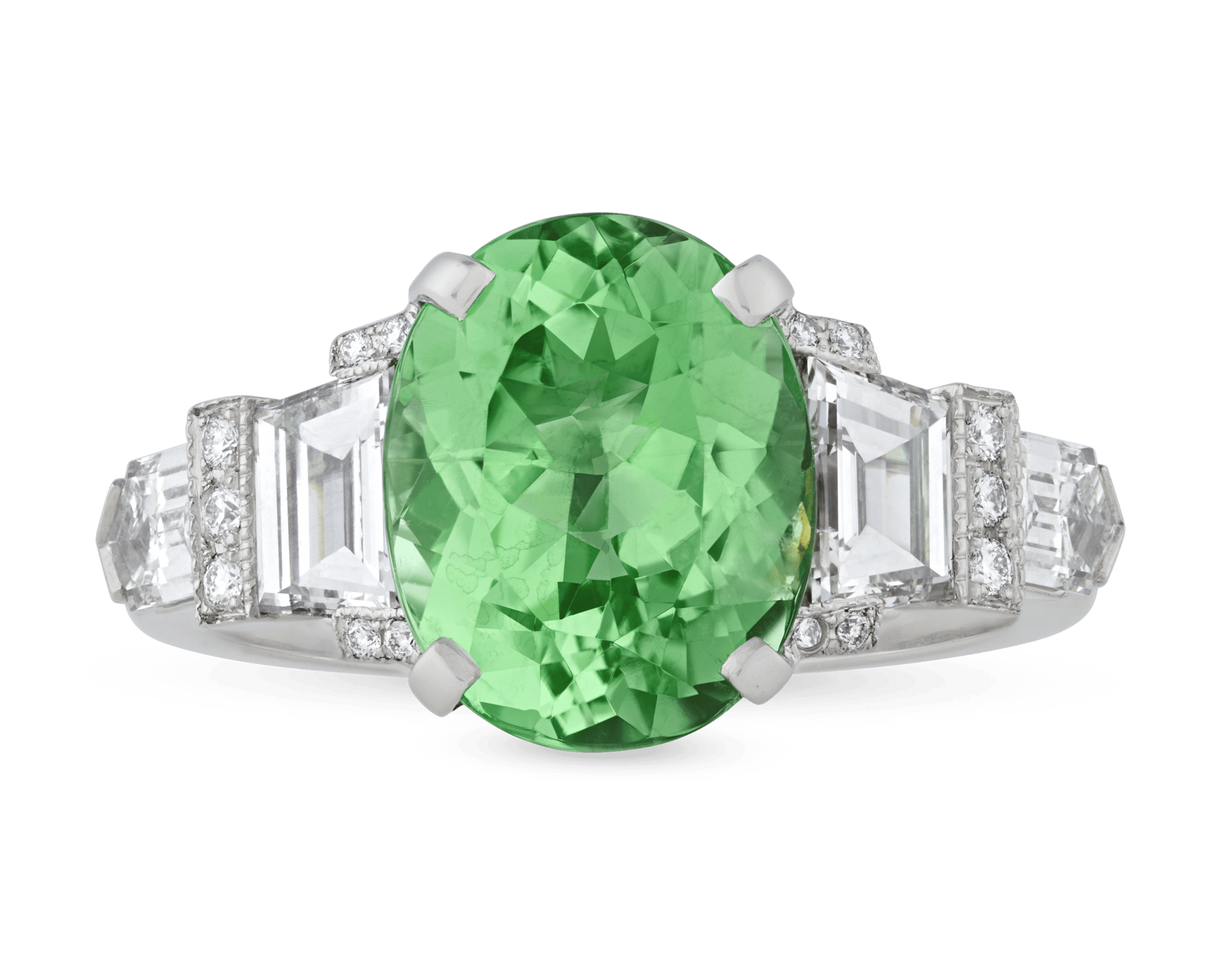 Raymond Yard Unheated Green Paraiba Ring, 3.65 Carats