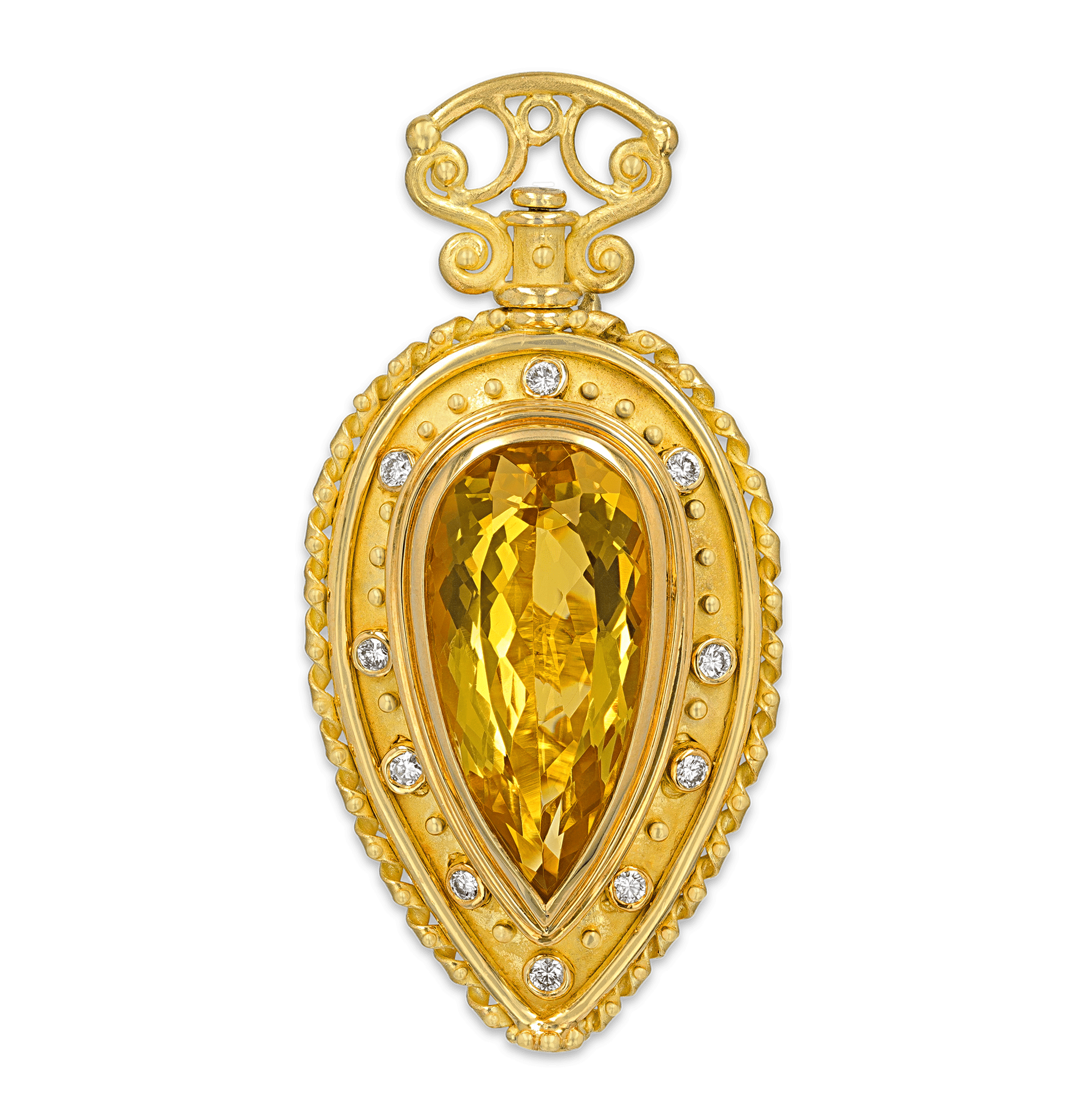 Roberge Golden Beryl Pendant Brooch, 26.50 carats