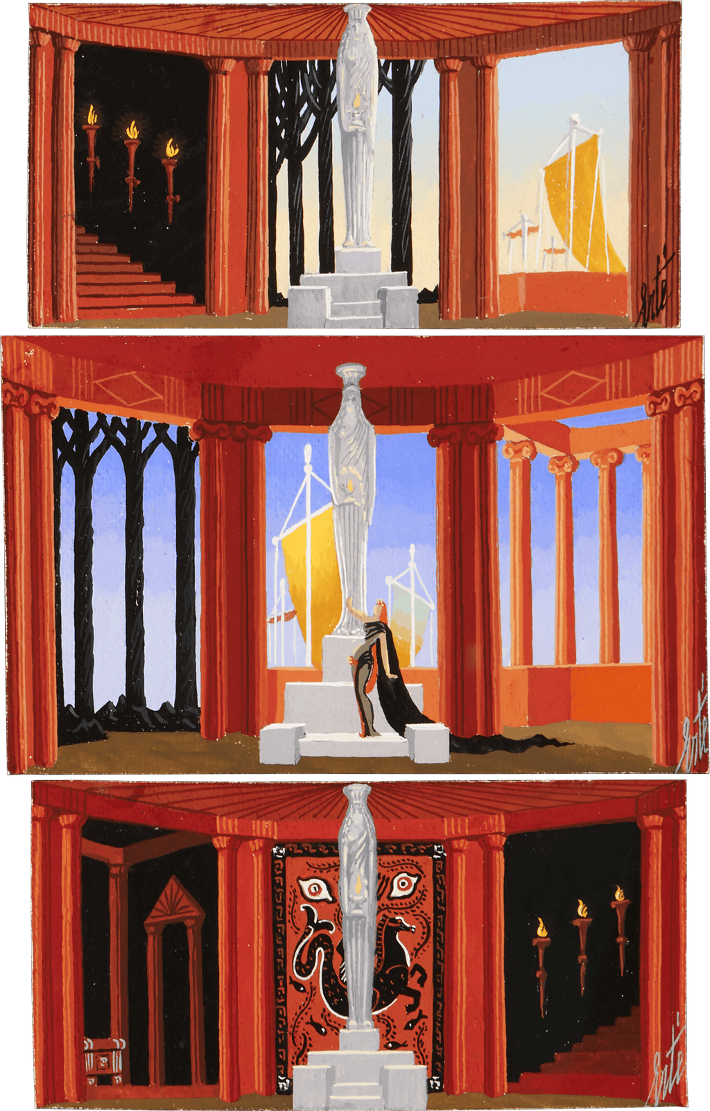 Décors, Phèdre, Ensemble of Three by Erté
