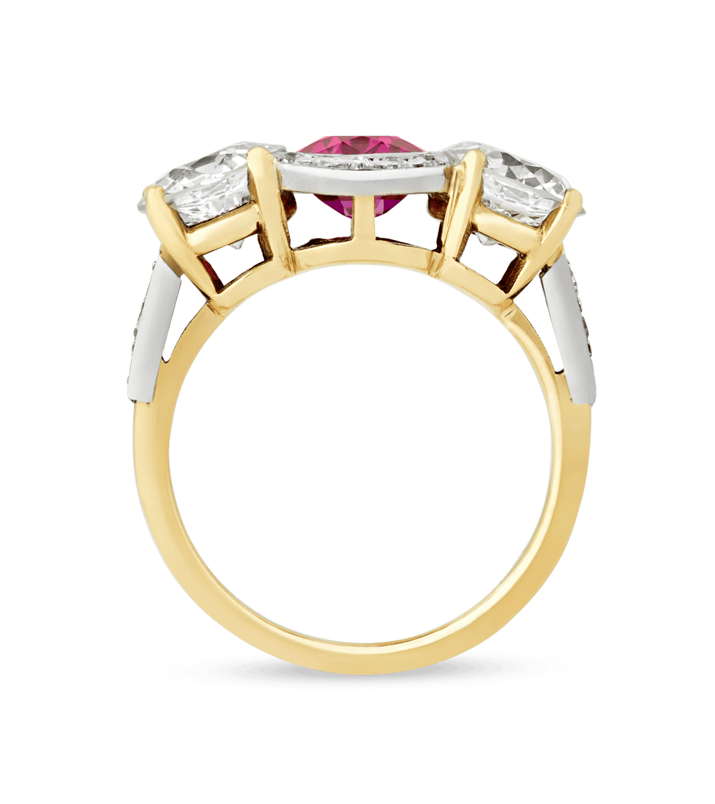Unheated Burma Ruby and Diamond Ring
