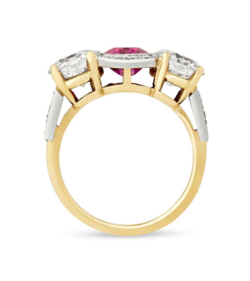 Unheated Burma Ruby and Diamond Ring