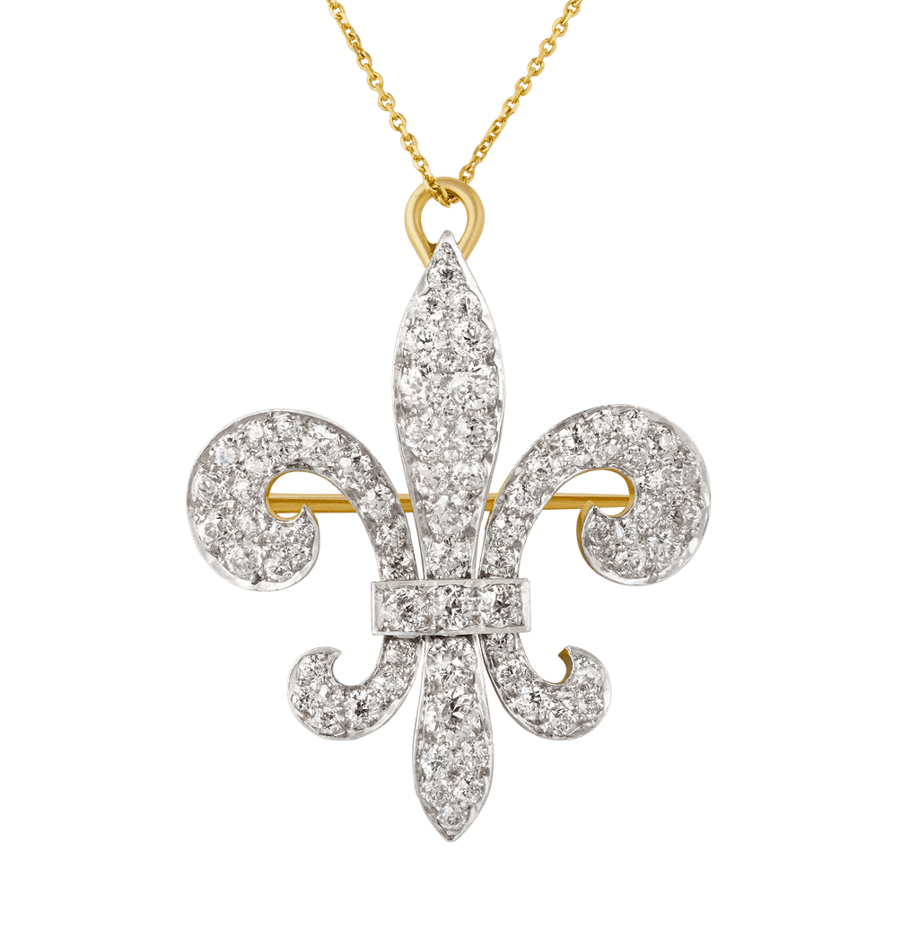 Diamond Fleur-de-lis Brooch