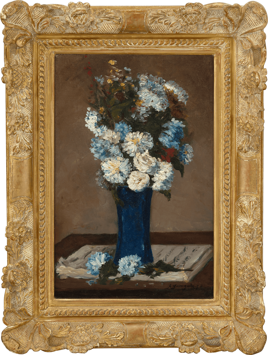 Fleurs dans un vase avec partition musicale by Paul Gauguin