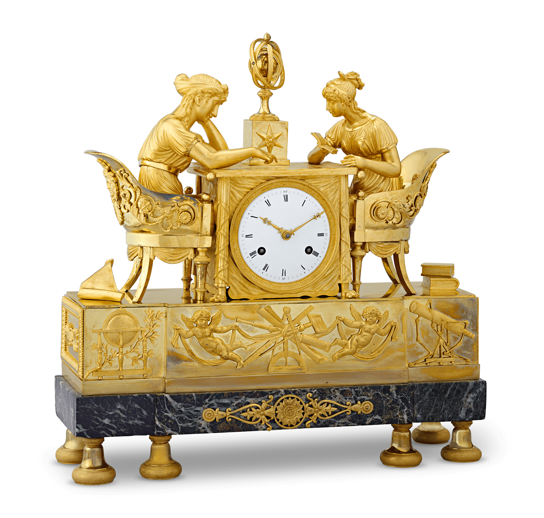 The Astronomy Lesson French Empire Mantel Clock