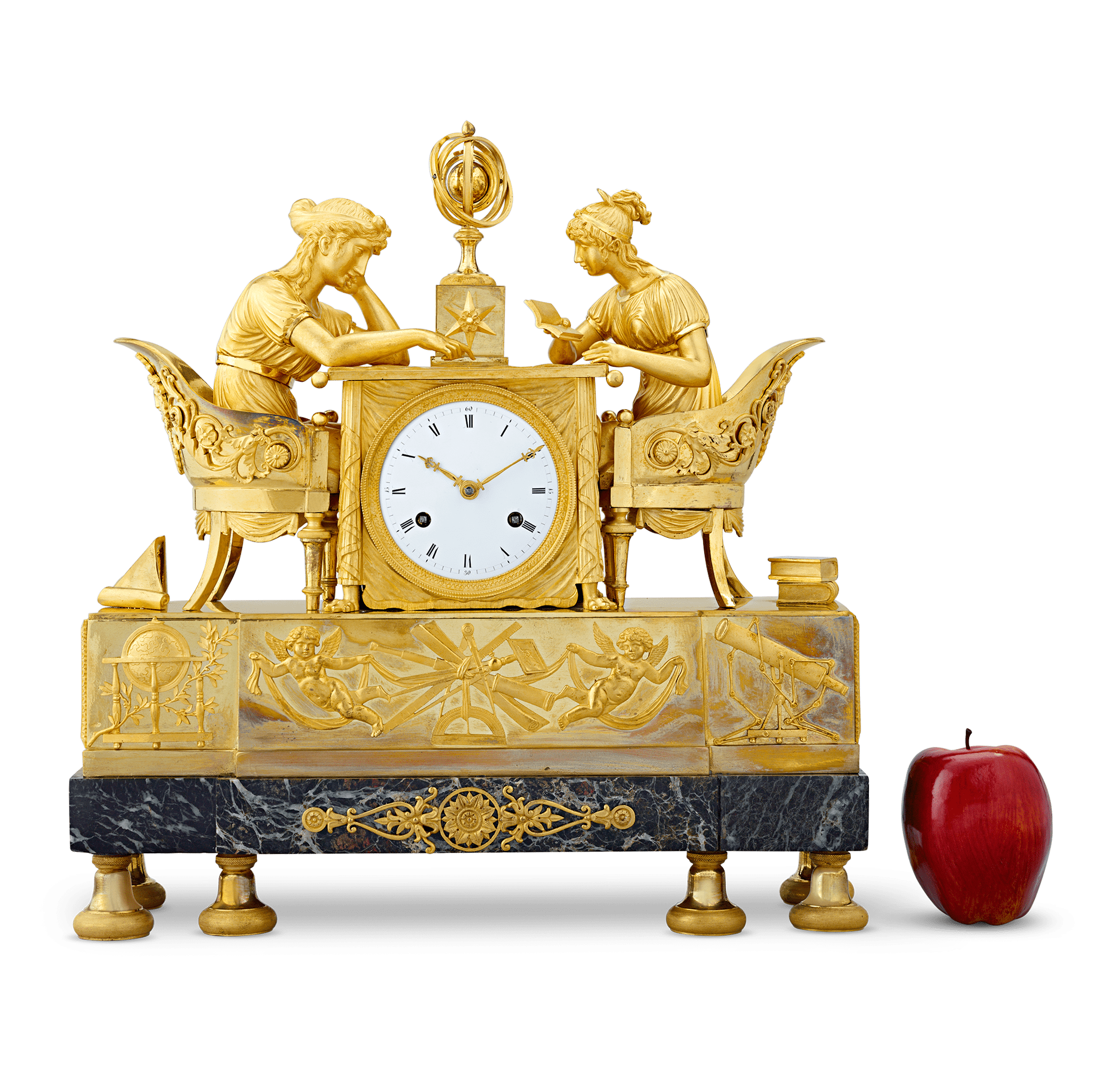The Astronomy Lesson French Empire Mantel Clock