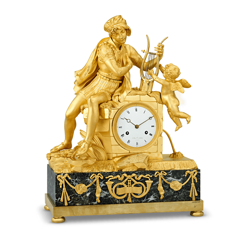 French Empire Troubadour Mantel Clock