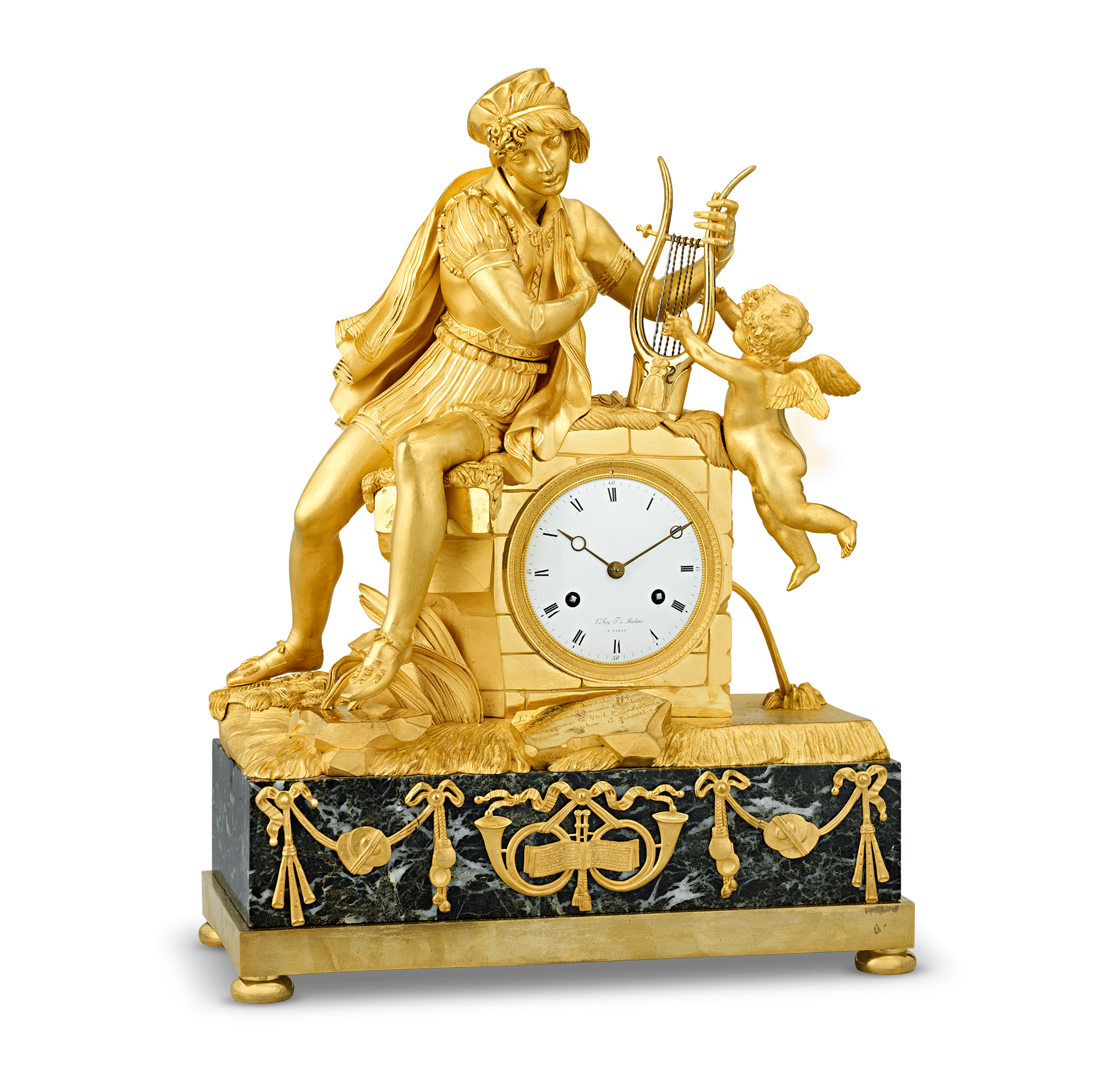 French Empire Troubadour Mantel Clock