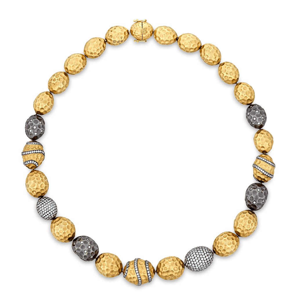 Gold and Diamond Bead Necklace, 8.80 carats