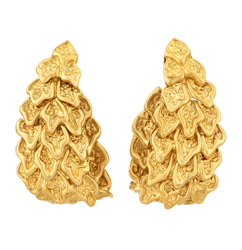 18K Gold Stylized Leaf Earrings