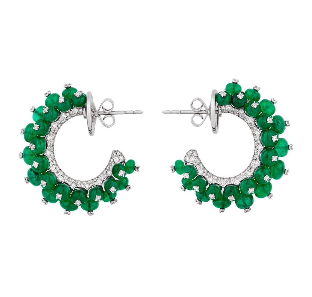 Emerald Bead Earrings, 28.10 carats