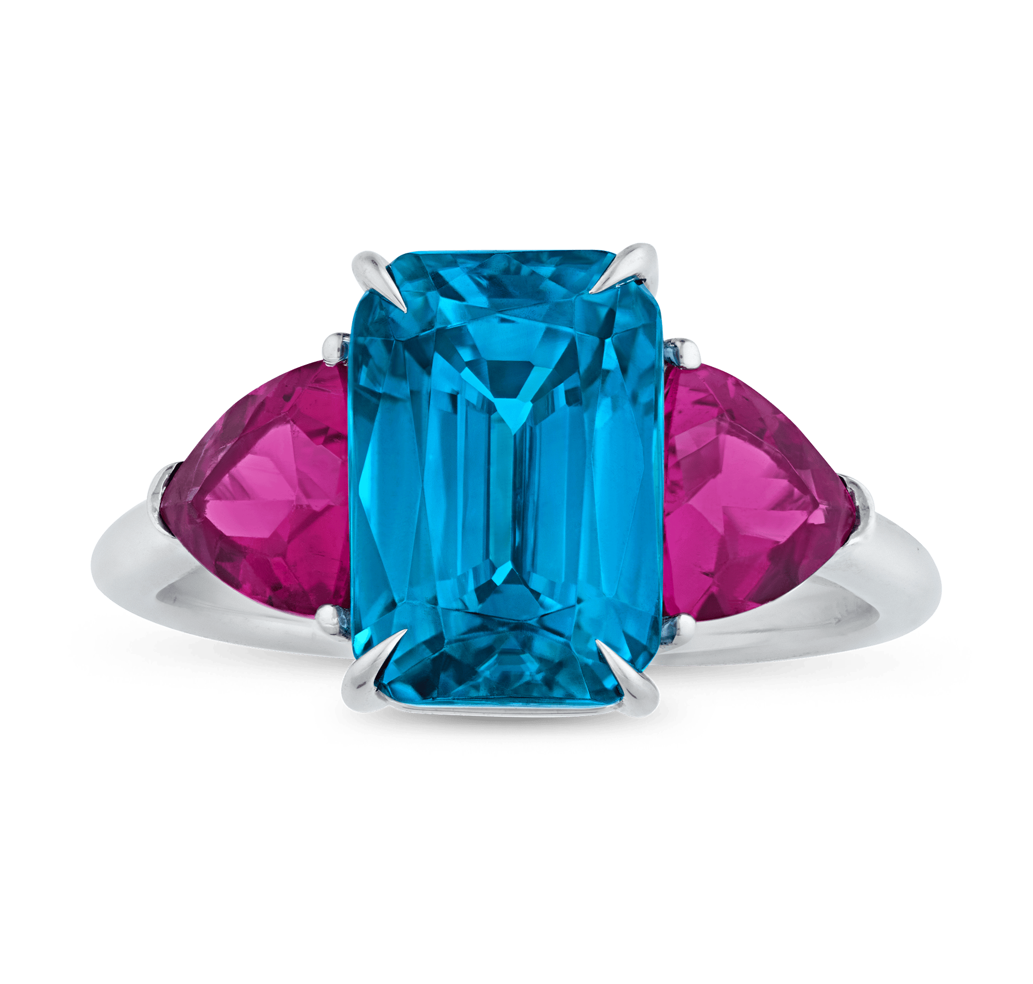 Rebecca Rau Emerald Cut Blue Zircon Ring, 6.76 carats