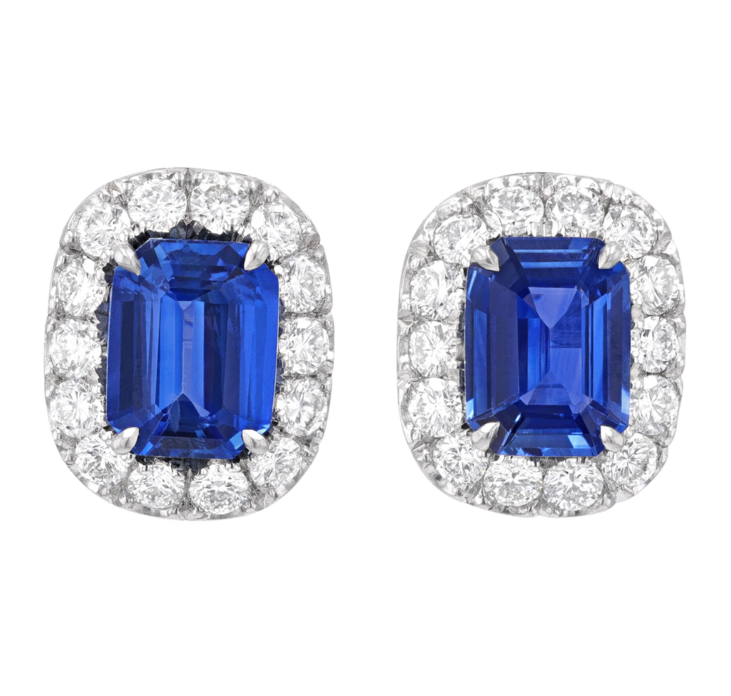 Emerald Cut Sapphire Earrings, 4.66 carats