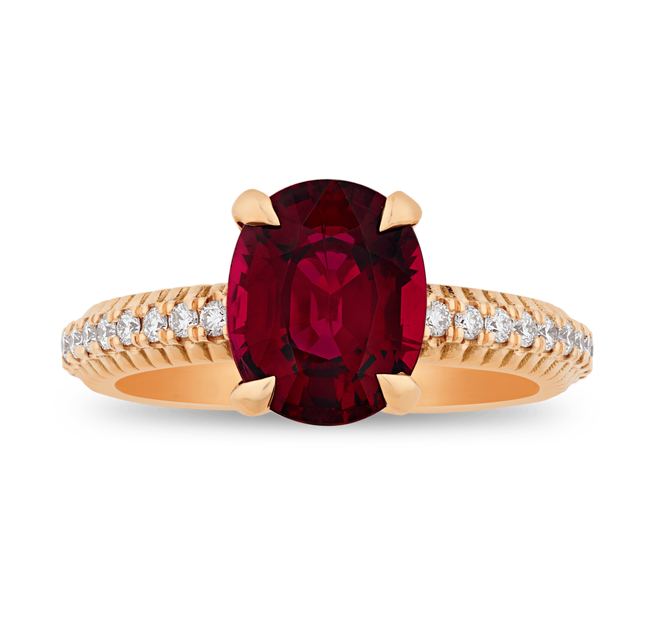 Fluted Ruby Ring, 3.08 carats