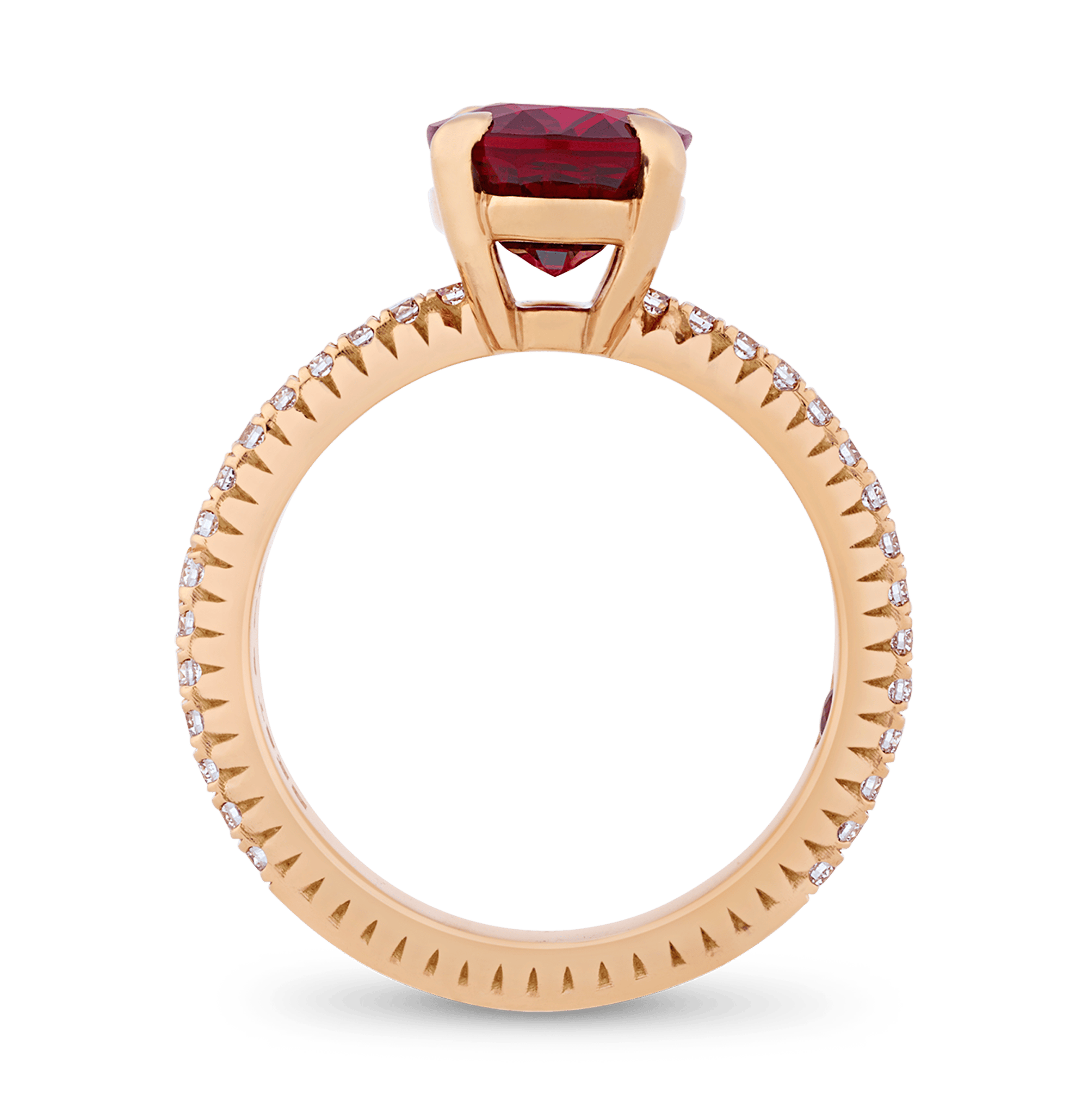 Fluted Ruby Ring, 3.08 carats