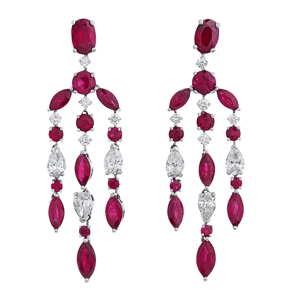 Ruby Chandelier Earrings, 6.12 carats