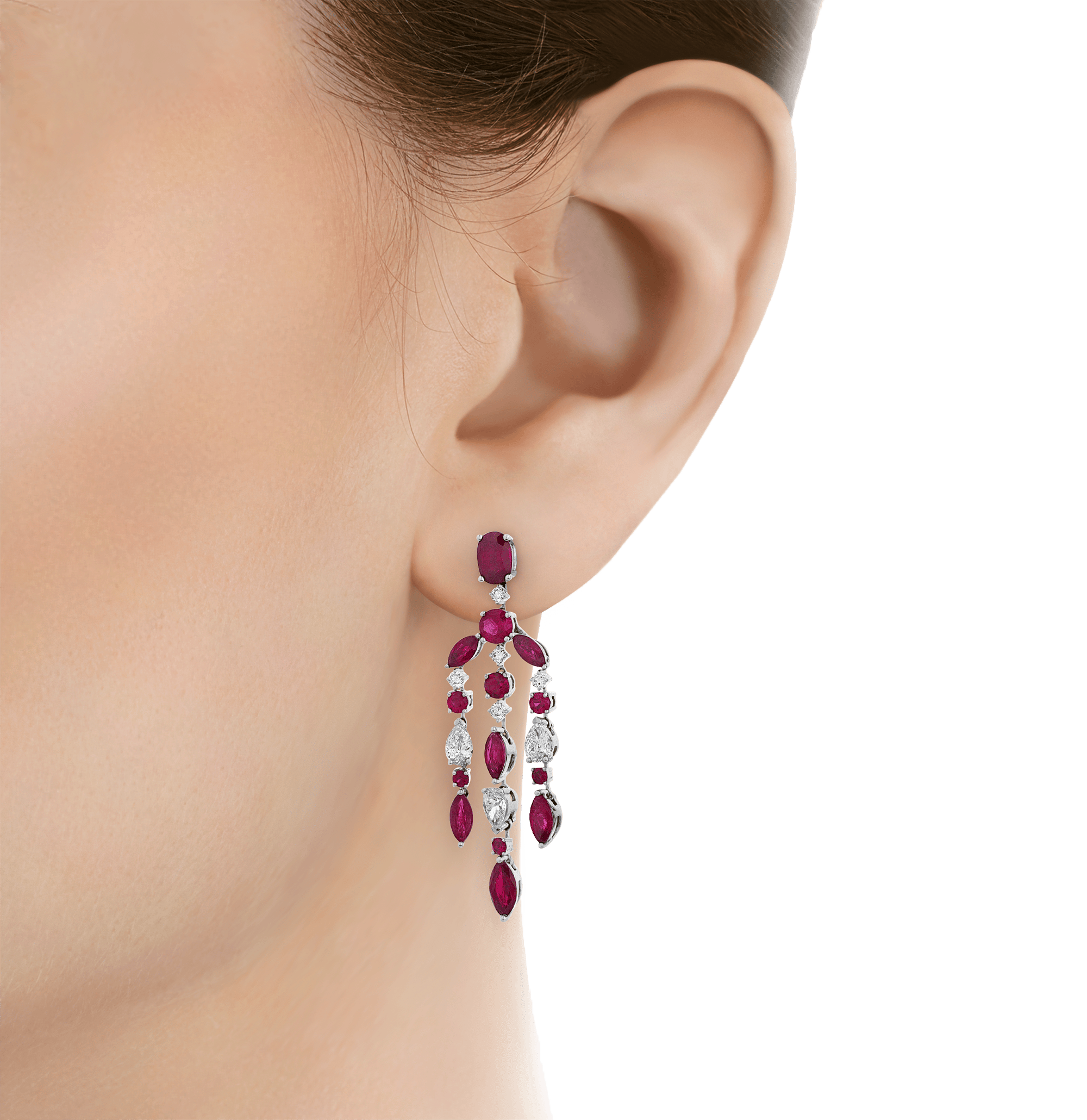 Ruby Chandelier Earrings, 6.12 carats