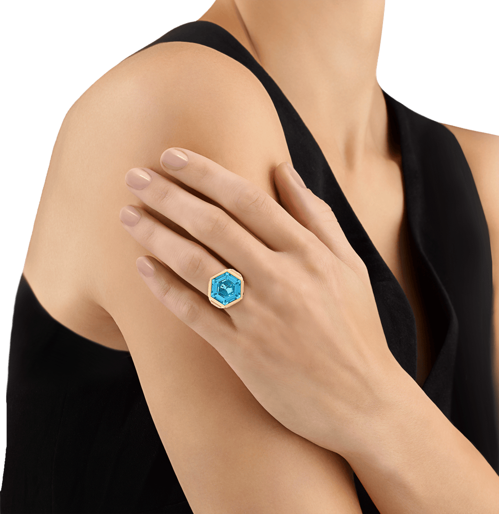 Marina B Blue Topaz Ring, 17.00 Carats