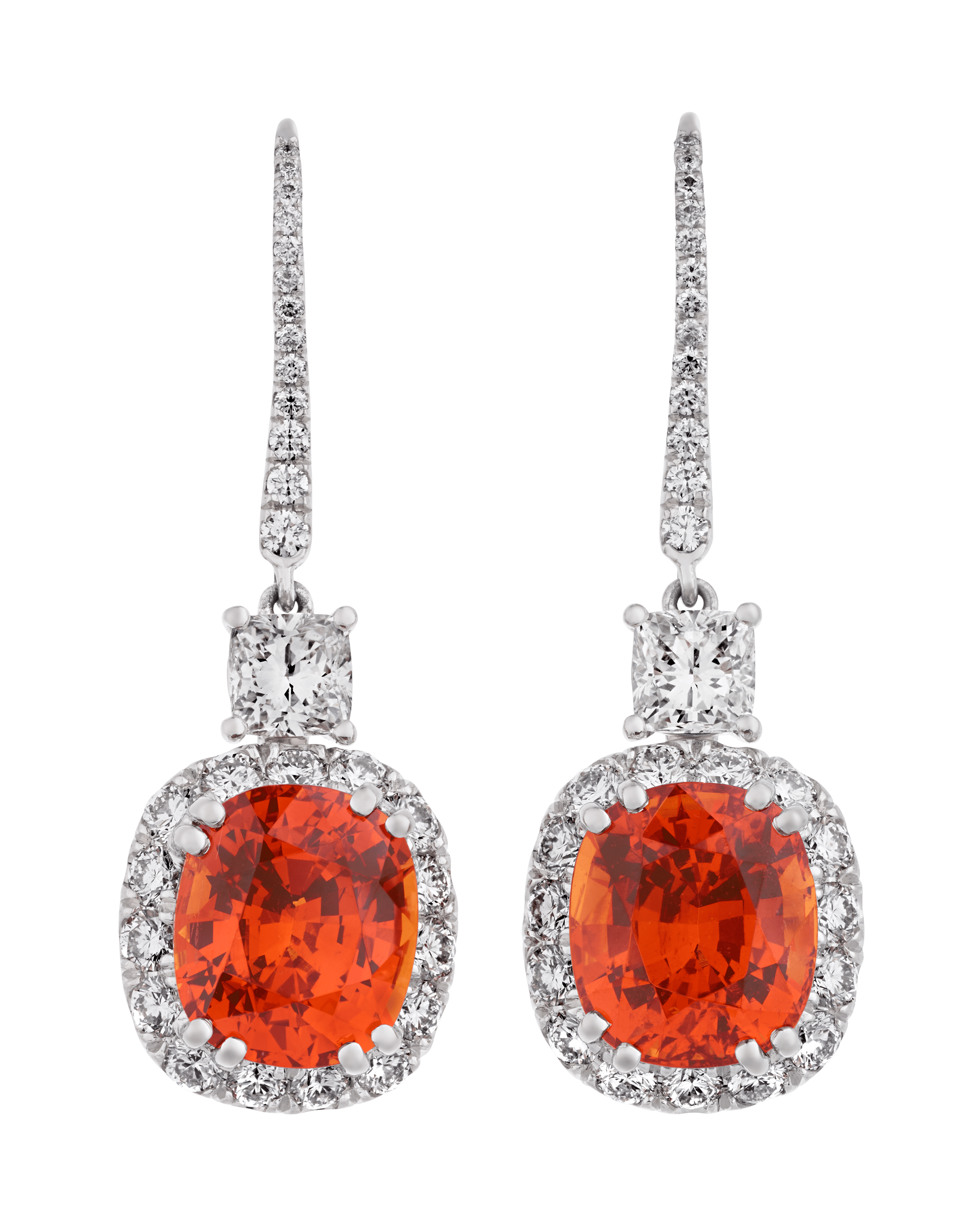 Spessartine Garnet and Diamond Earrings, 9.66 Carats