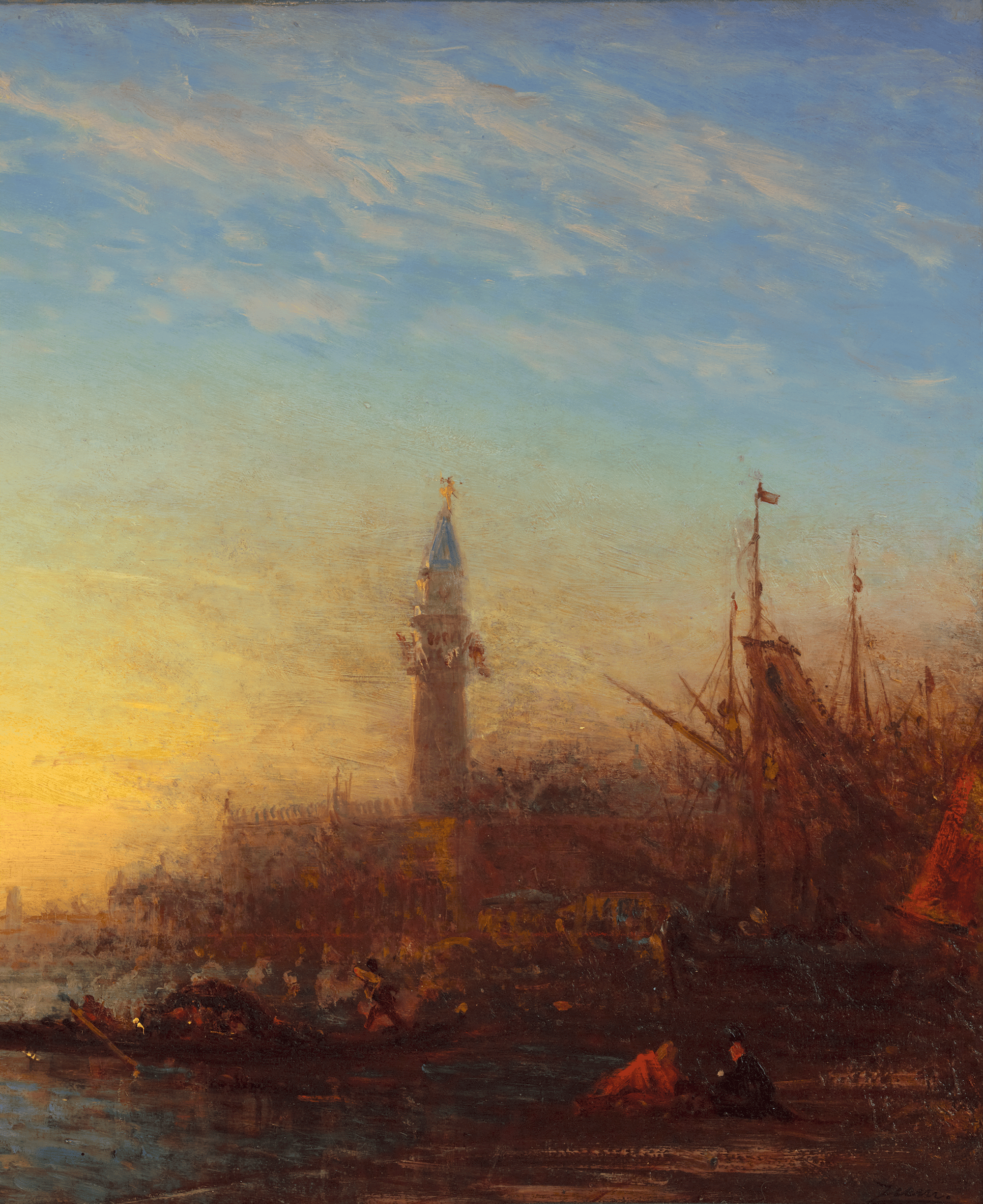 Coucher de soleil, quai des Esclavons by Félix-François Georges Ziem