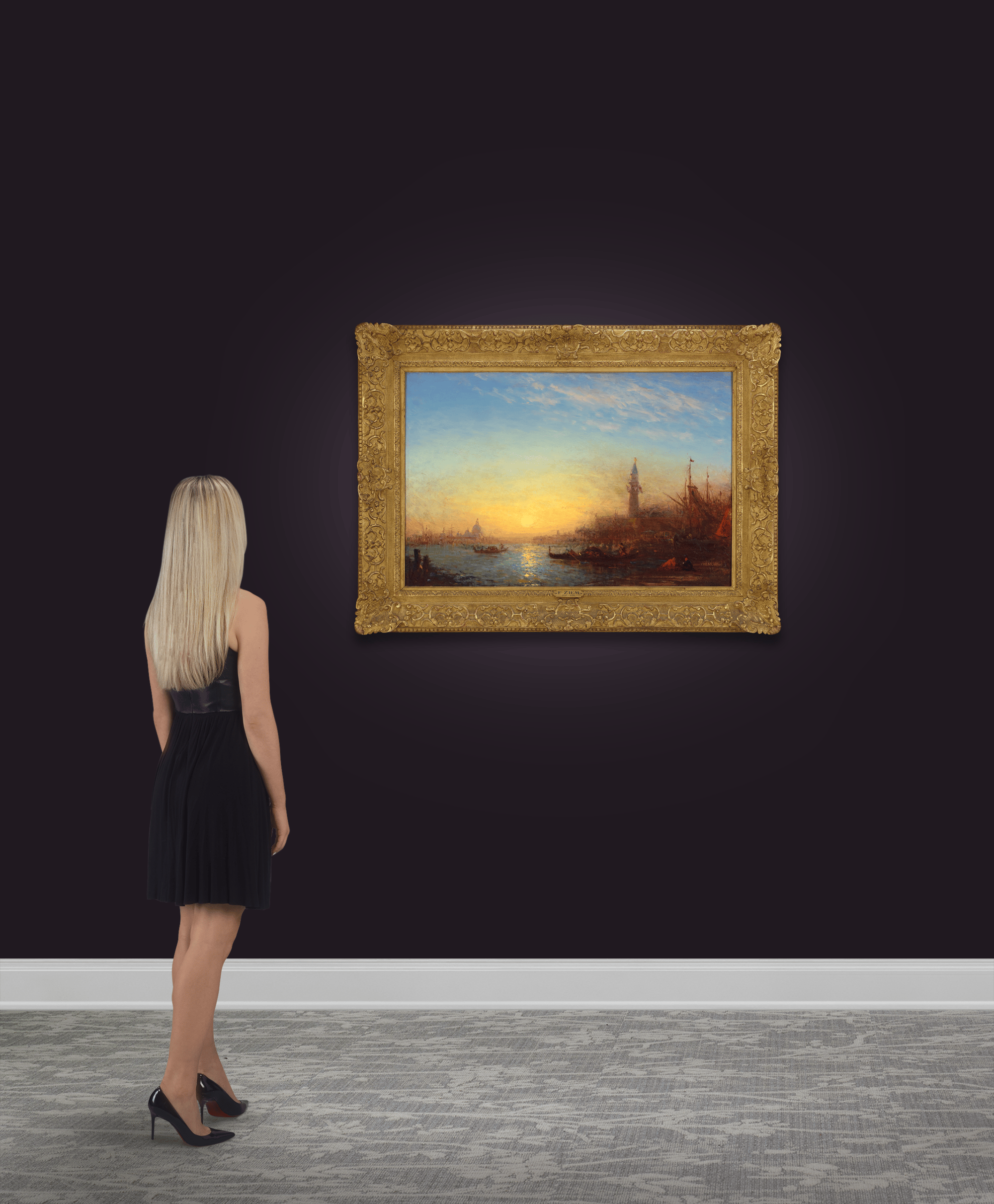 Coucher de soleil, quai des Esclavons by Félix-François Georges Ziem