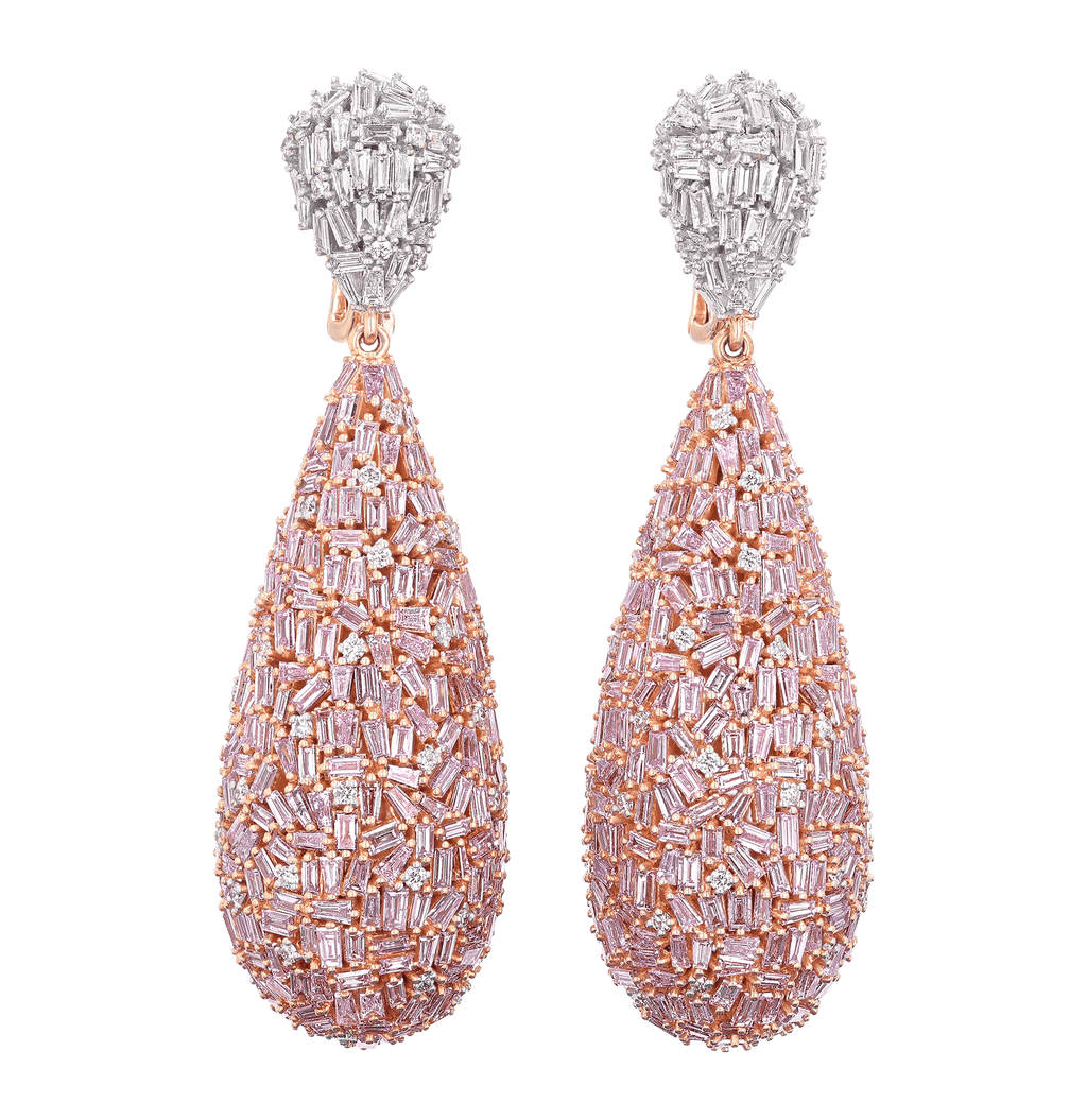 Salavetti Purplish Pink Diamond Earrings, 14.75 Carats