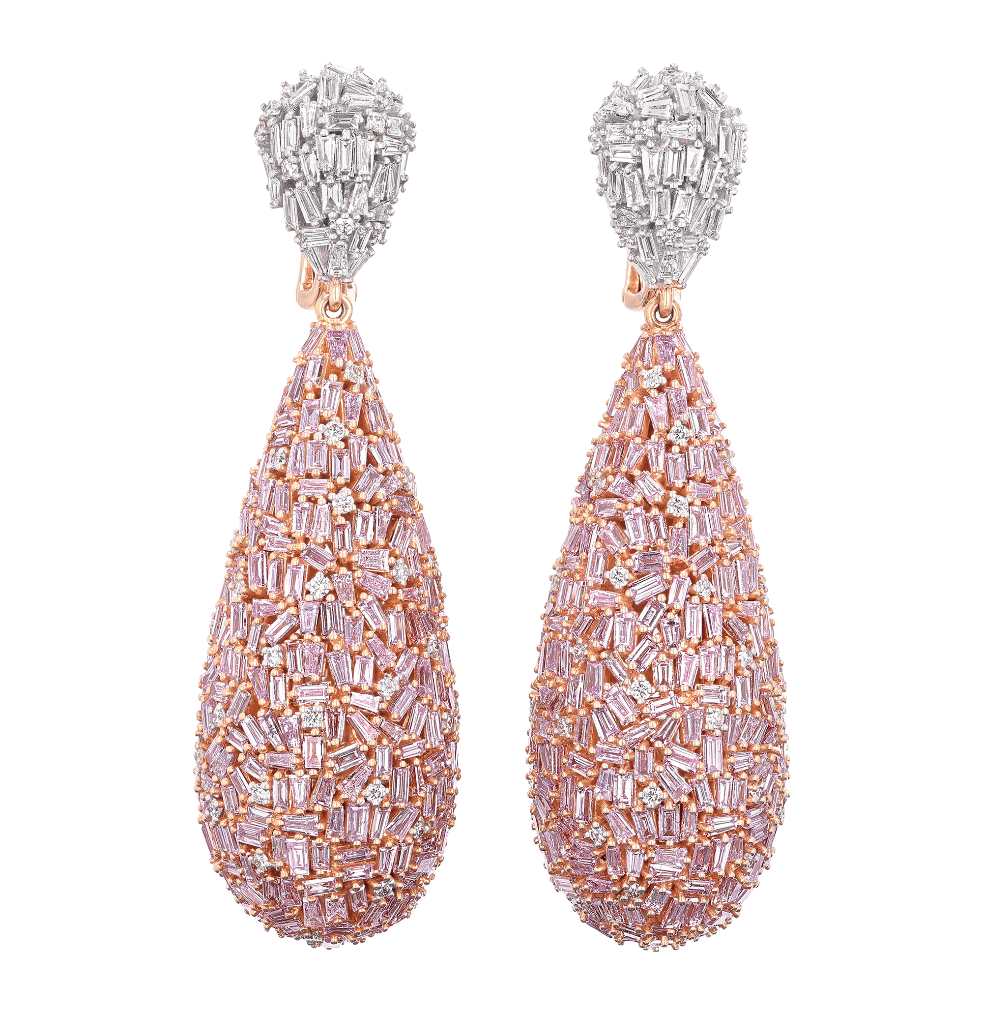 Salavetti Purplish Pink Diamond Earrings, 14.75 Carats