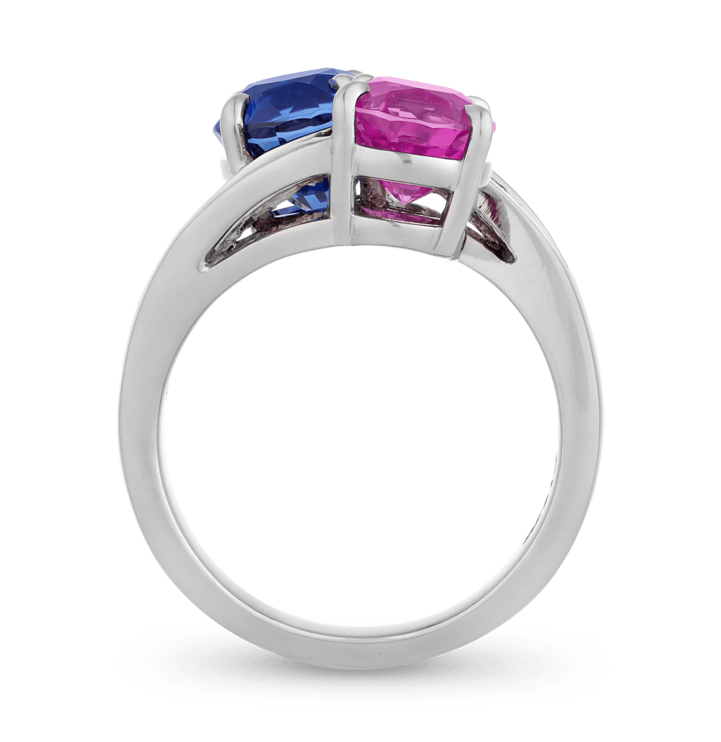 Unheated Pink and Blue Burma Sapphire Ring, 5.94 Carats
