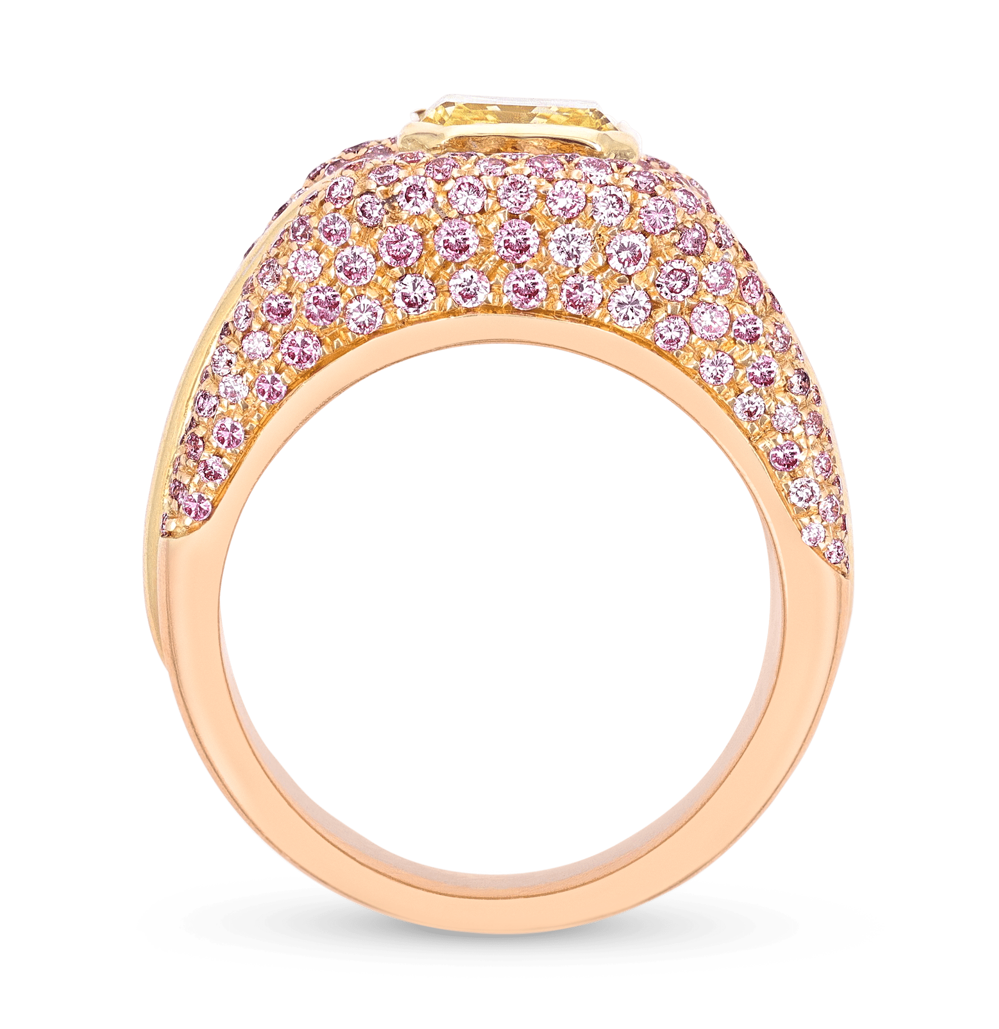 Fancy Vivid Yellow and Pink Diamond Cocktail Ring