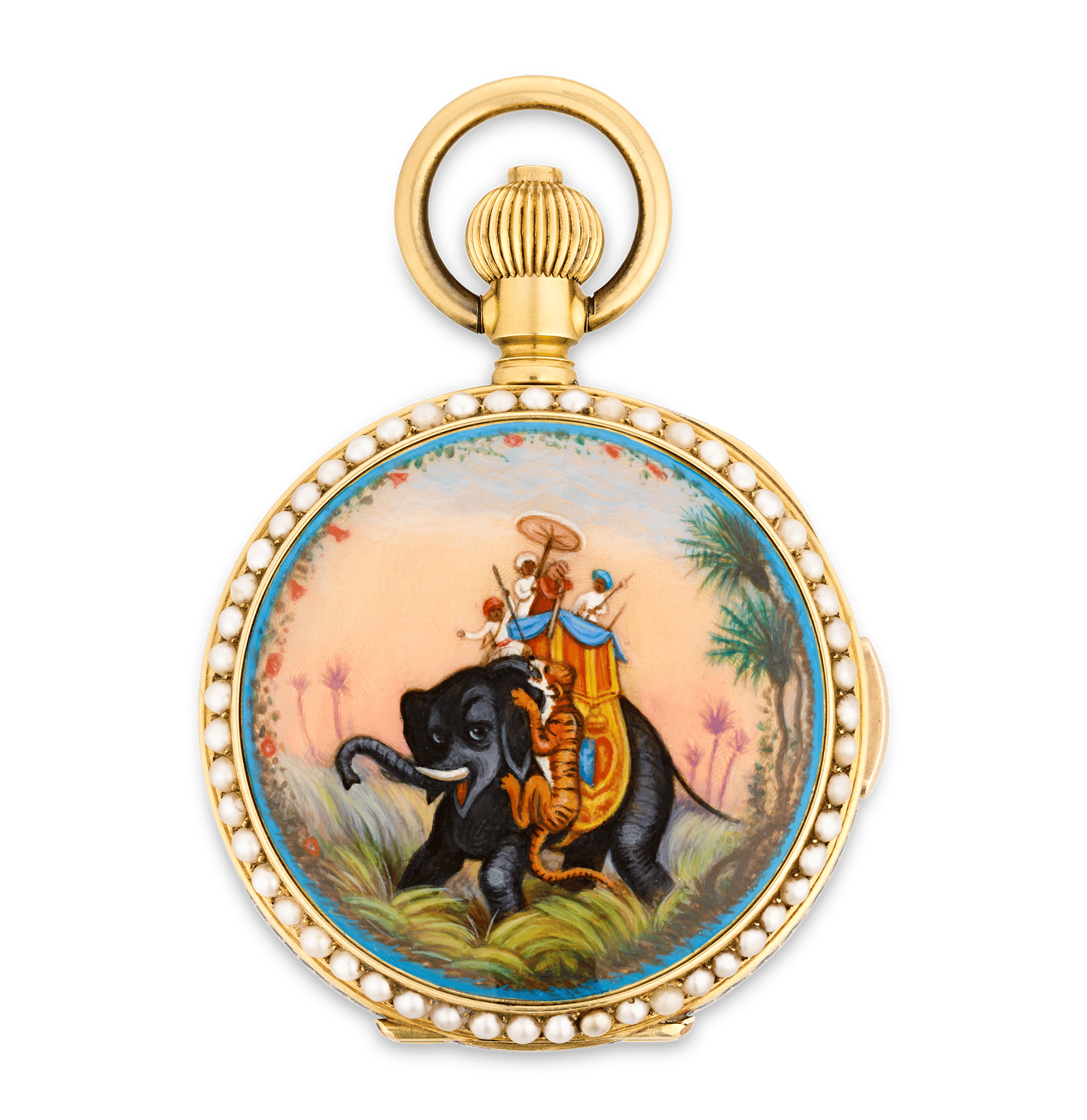 Enamel Minute Repeater Chronograph Pocket Watch
