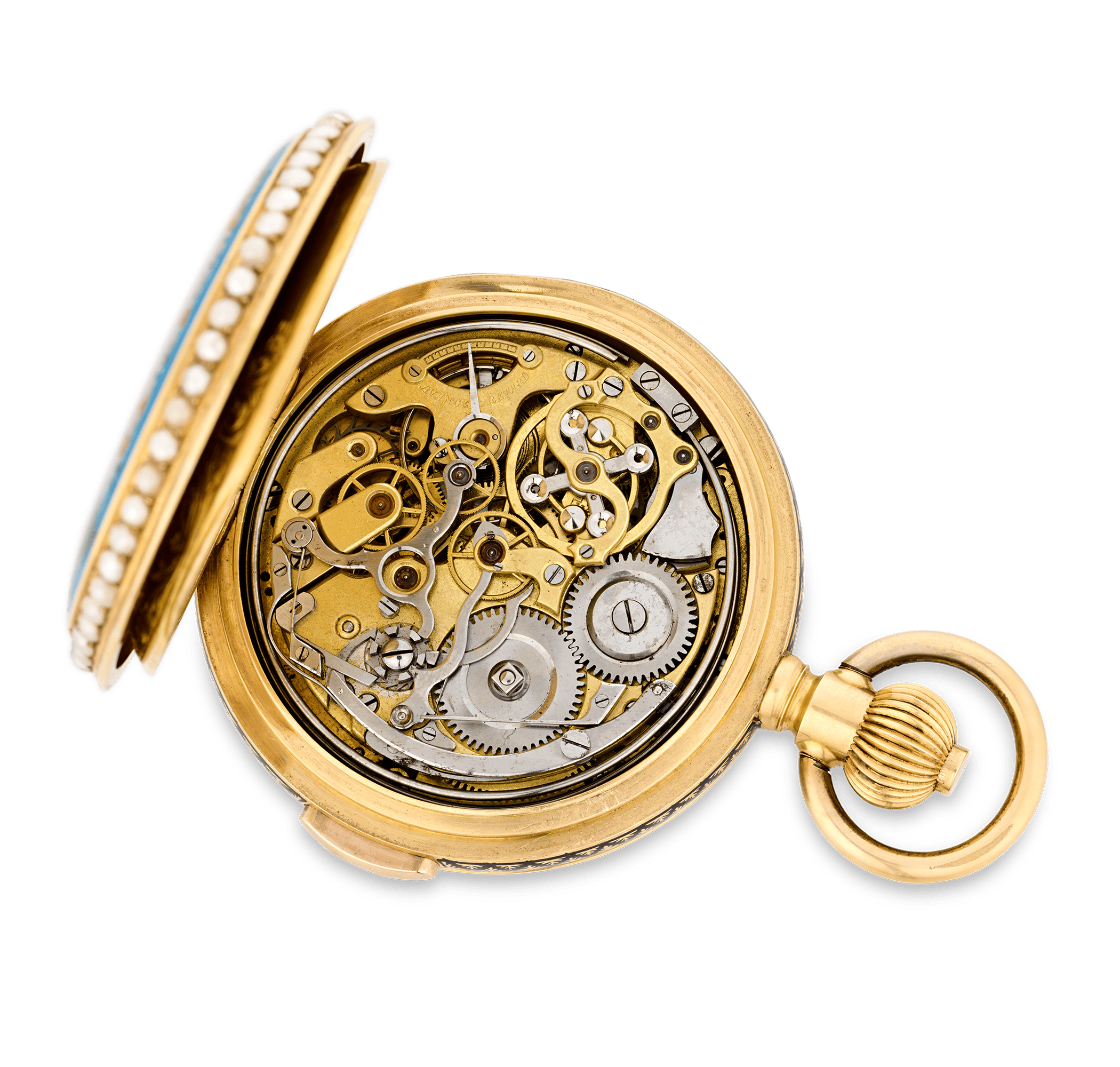 Enamel Minute Repeater Chronograph Pocket Watch