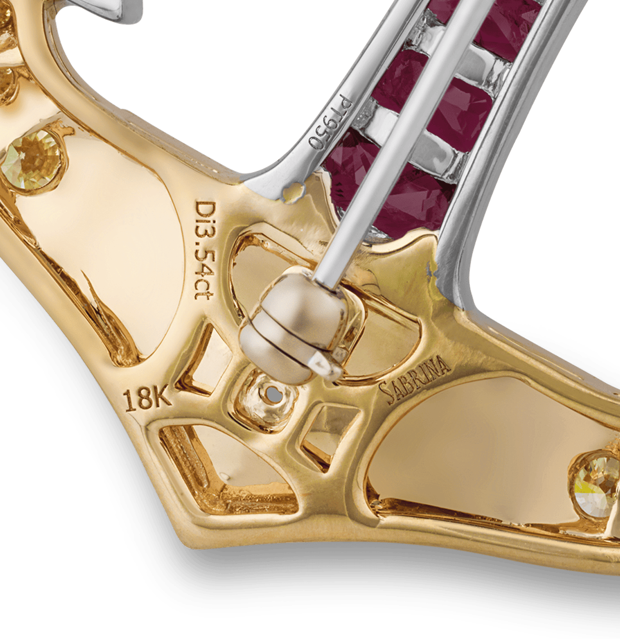 Ruby and Yellow Diamond Anchor Brooch