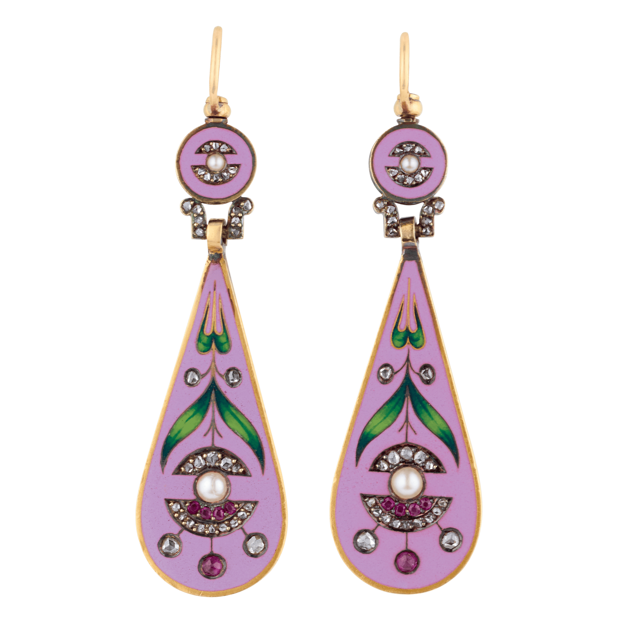 Falize Reversible Cloisonné Enamel Earrings