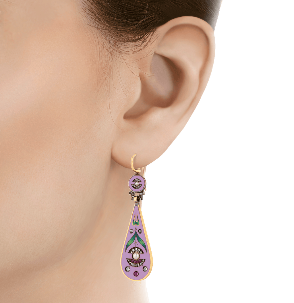 Falize Reversible Cloisonné Enamel Earrings